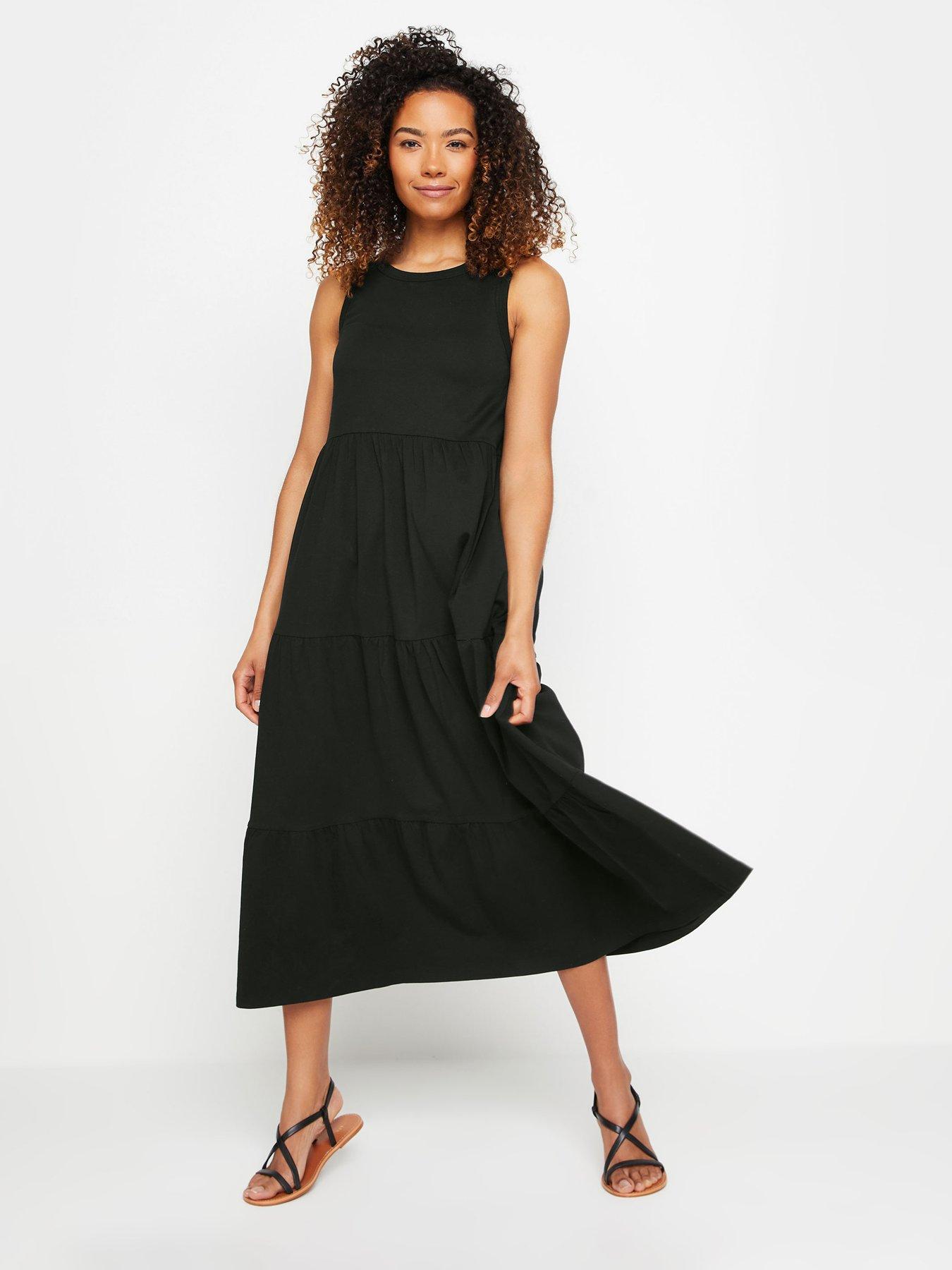 mco-sleeveless-cotton-tiered-dress-blackfront