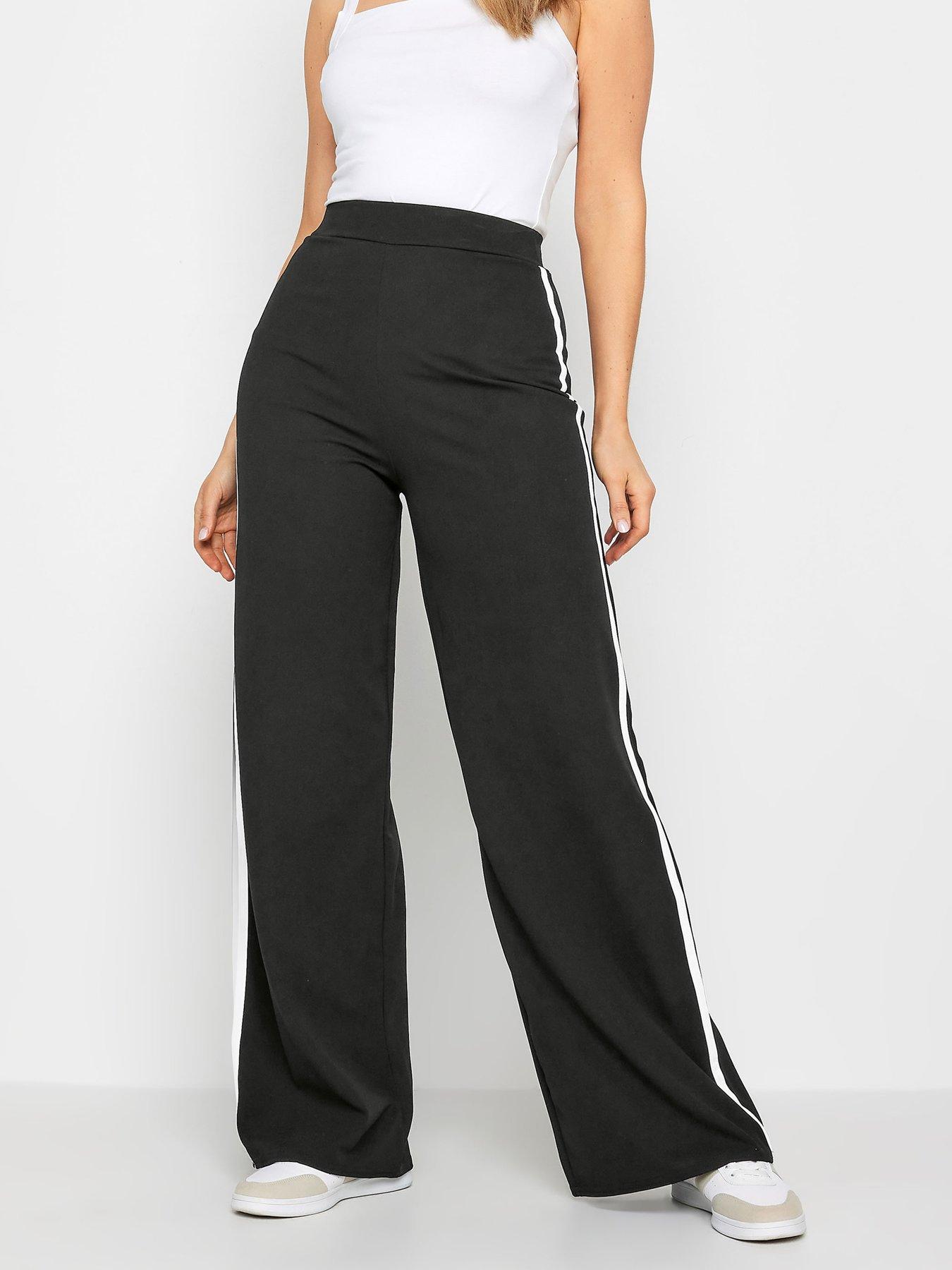 Yours Wide Leg Side Stripe Trouser - Black