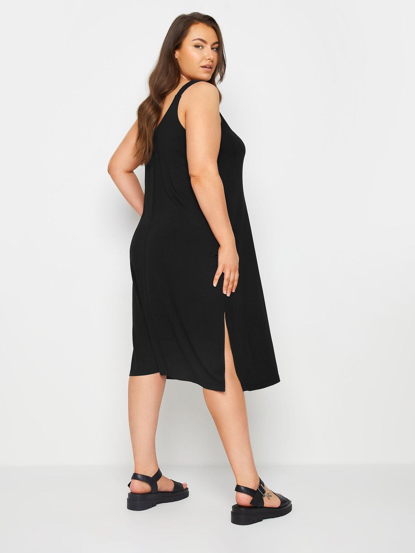 yours-curve-throw-on-beach-dress-shirred-strap-blackstillFront