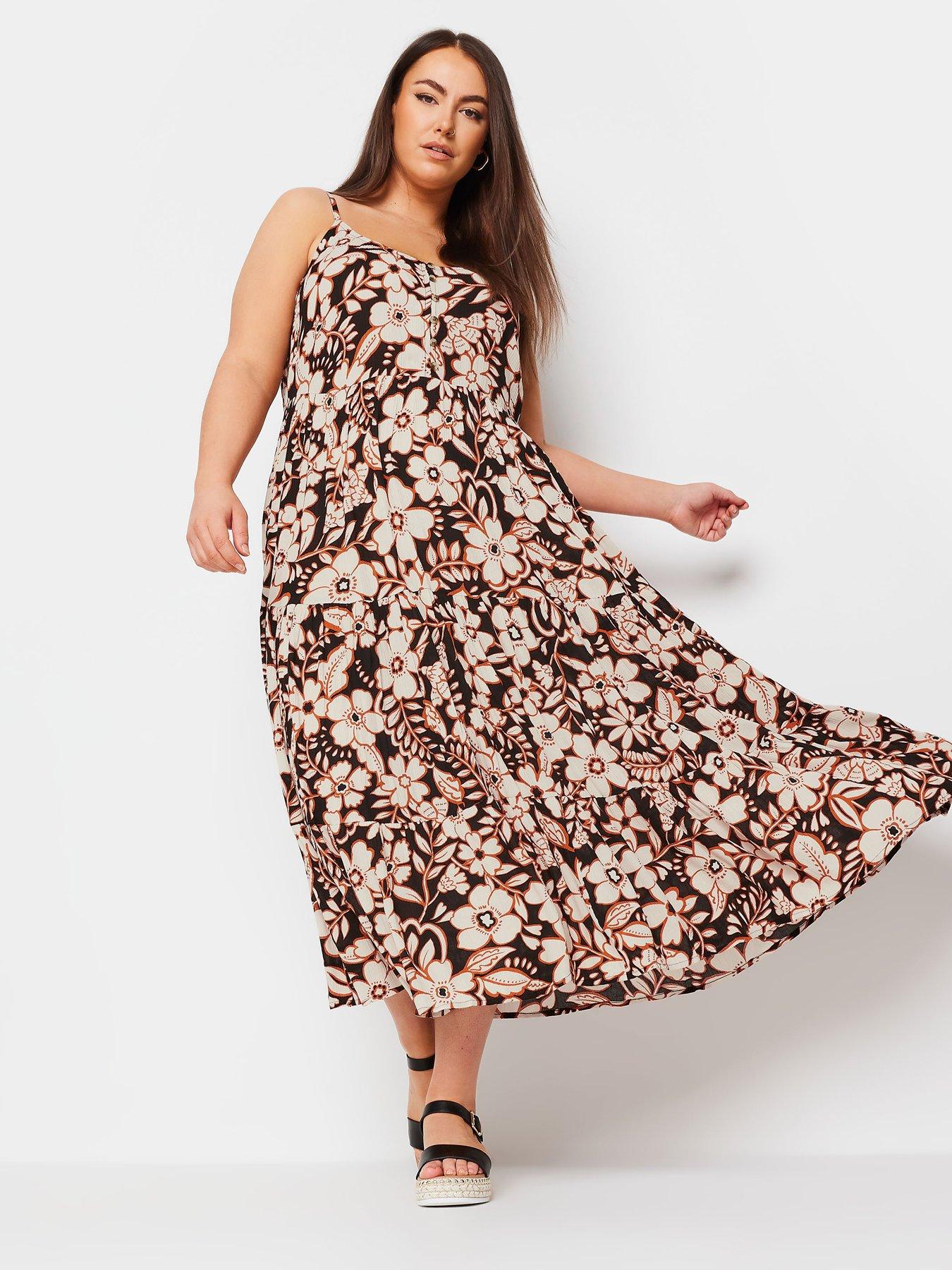 yours-curve-tiered-boho-floral-crinkle-midi-dress-blackback