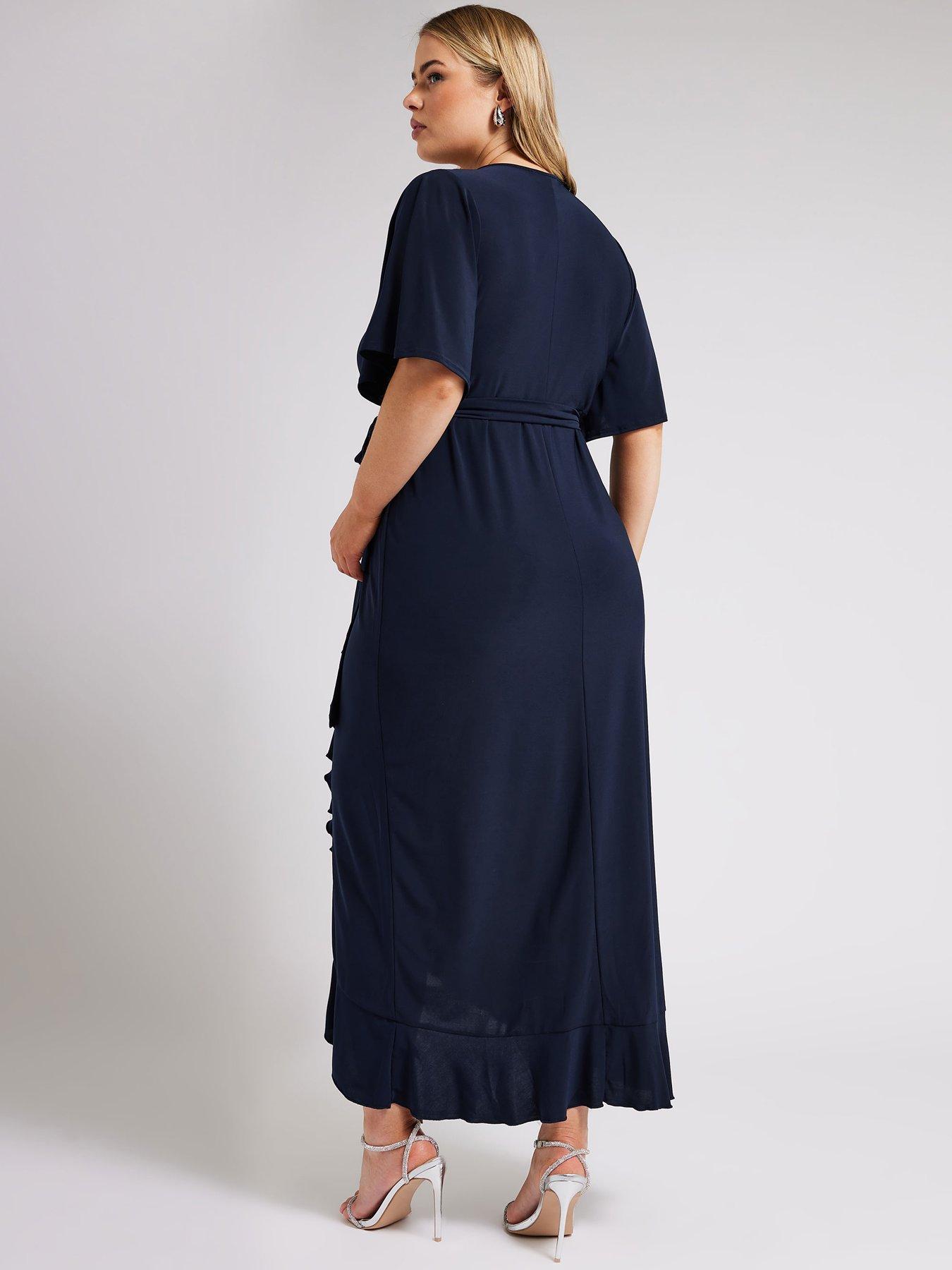 yours-curve-ruffle-hem-wrap-dress-bluestillFront