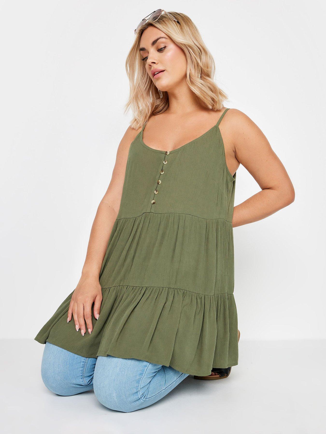 yours-curve-tiered-crinkle-swing-vest-greenoutfit