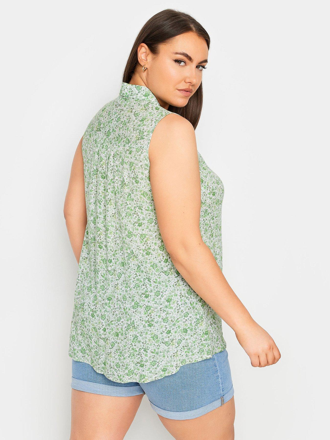 yours-curve-sleeveless-blouse-soft-green-floralstillFront