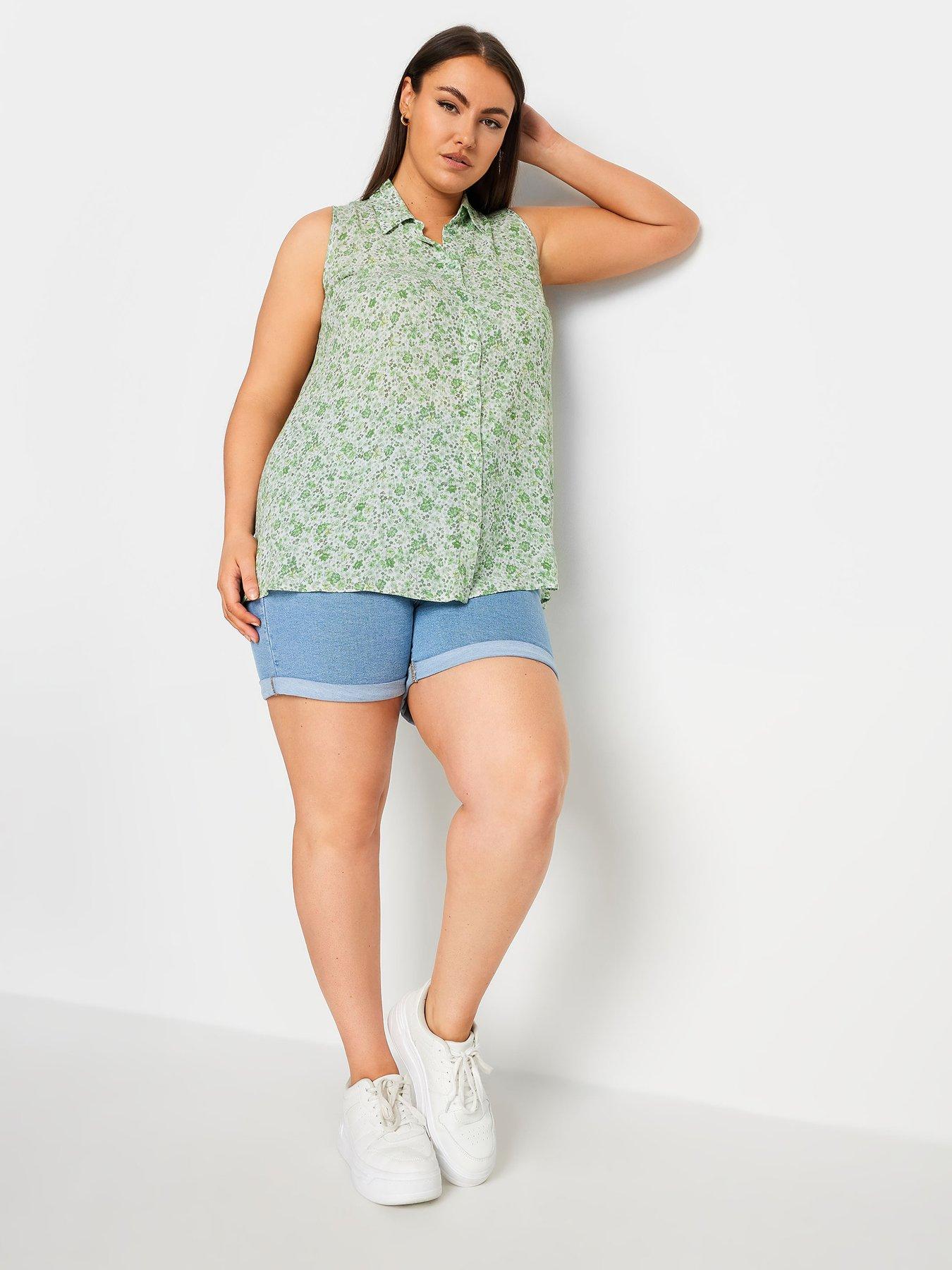 yours-curve-sleeveless-blouse-soft-green-floralback