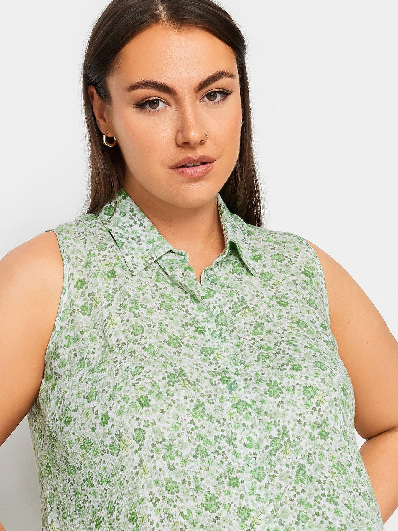 yours-curve-sleeveless-blouse-soft-green-floraloutfit