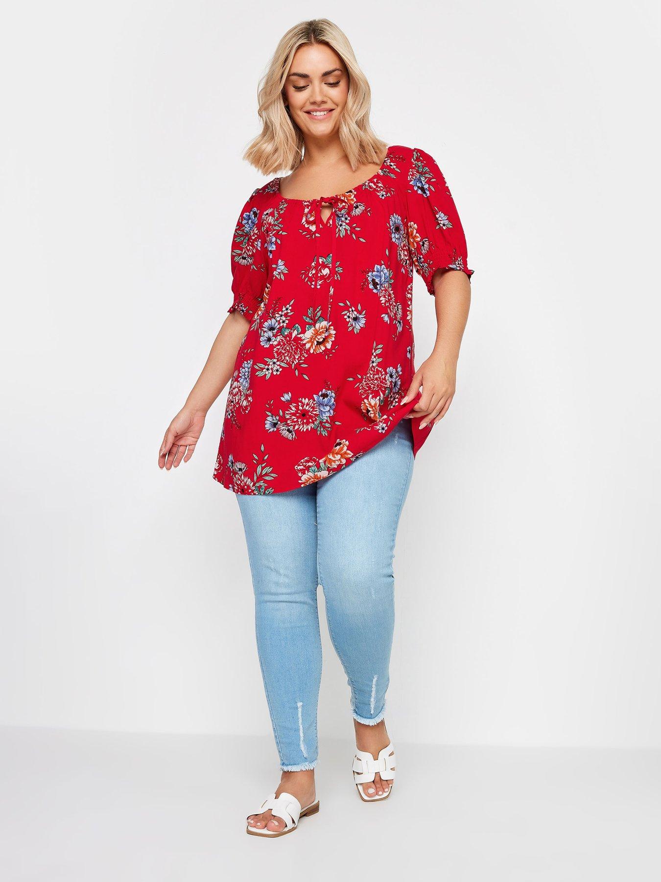 yours-curve-floral-print-tie-neck-top-redback