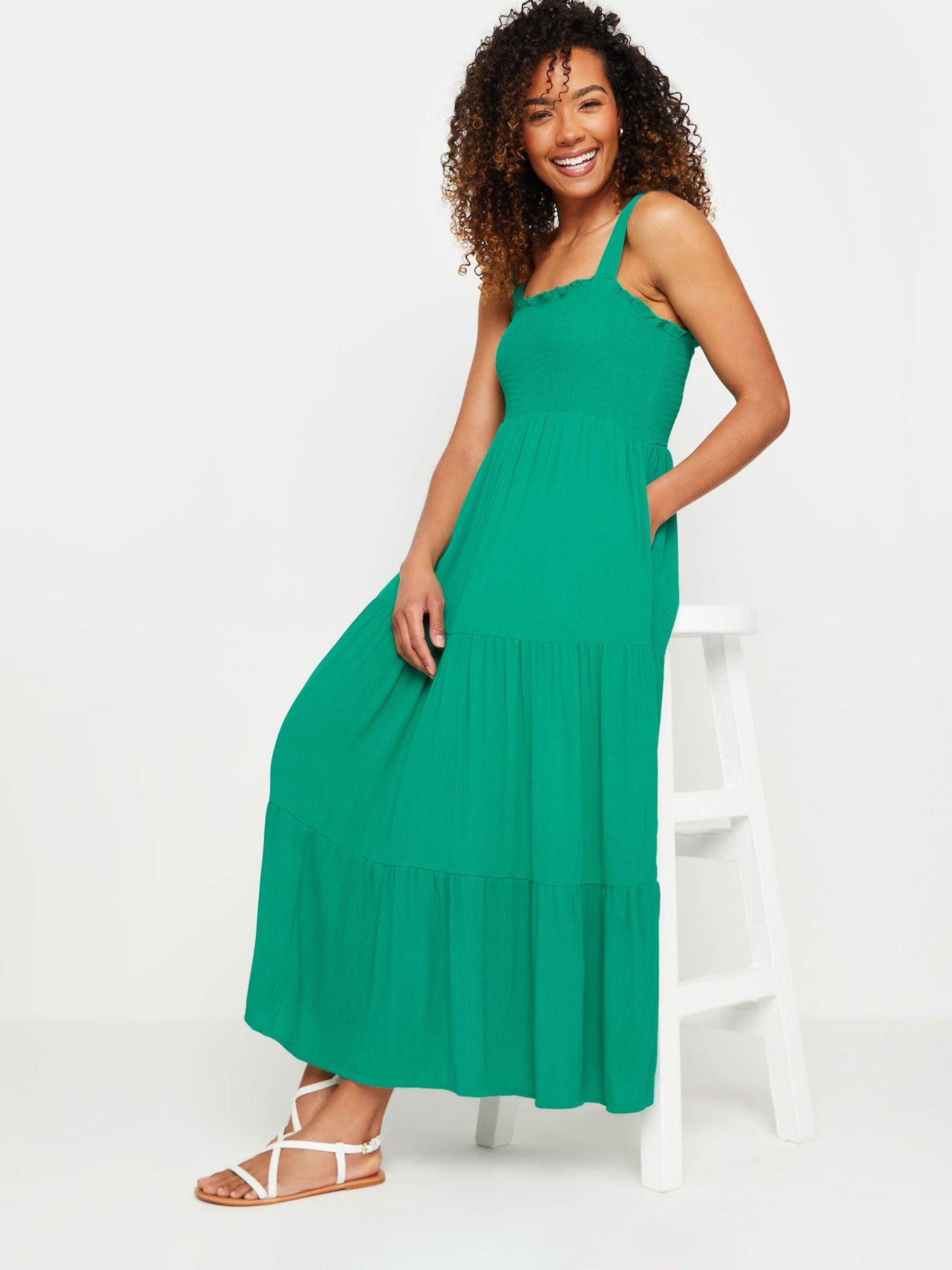 mco-shirred-crinkle-strap-dress-green