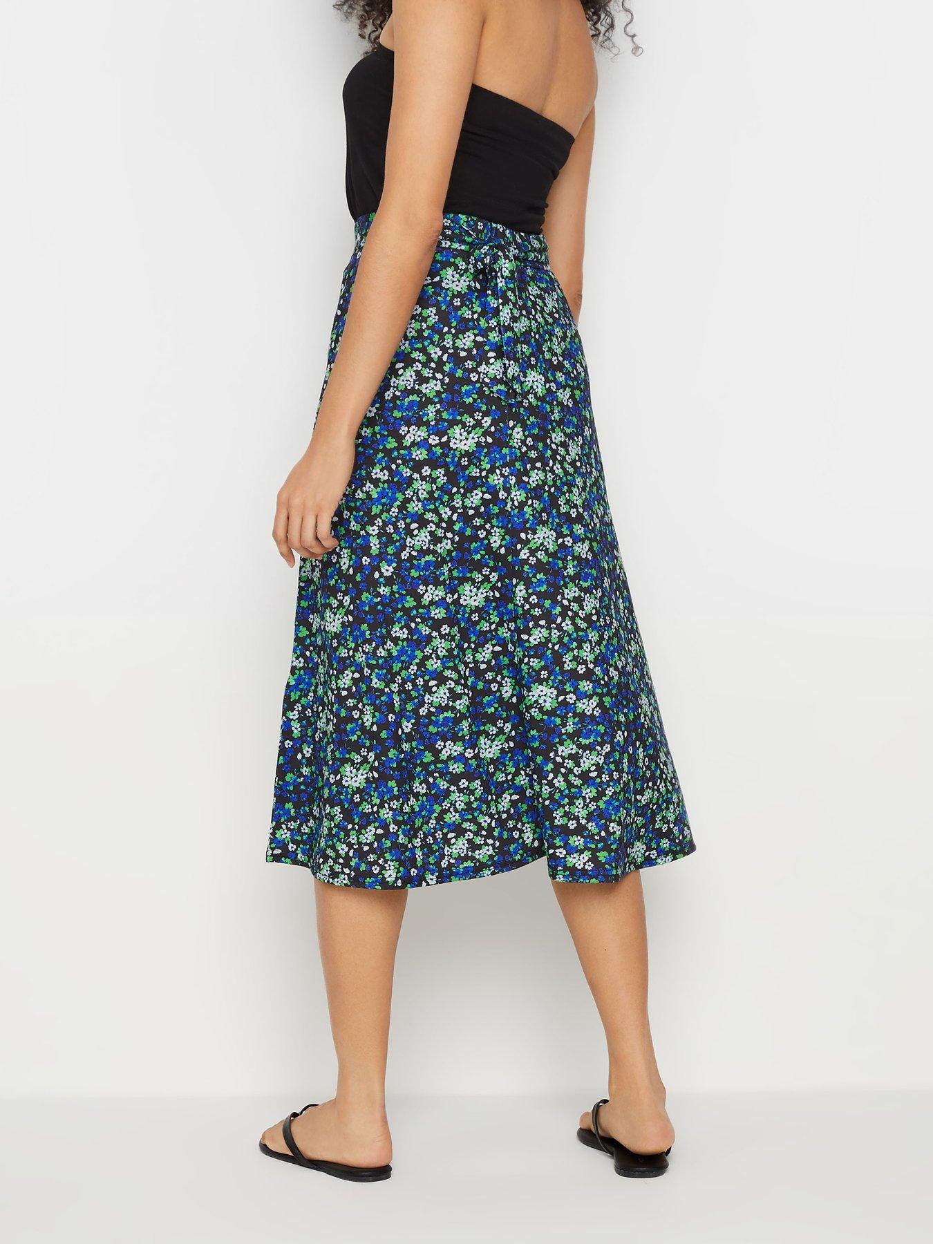 mco-black-blue-ditsy-print-tie-waist-skirtstillFront