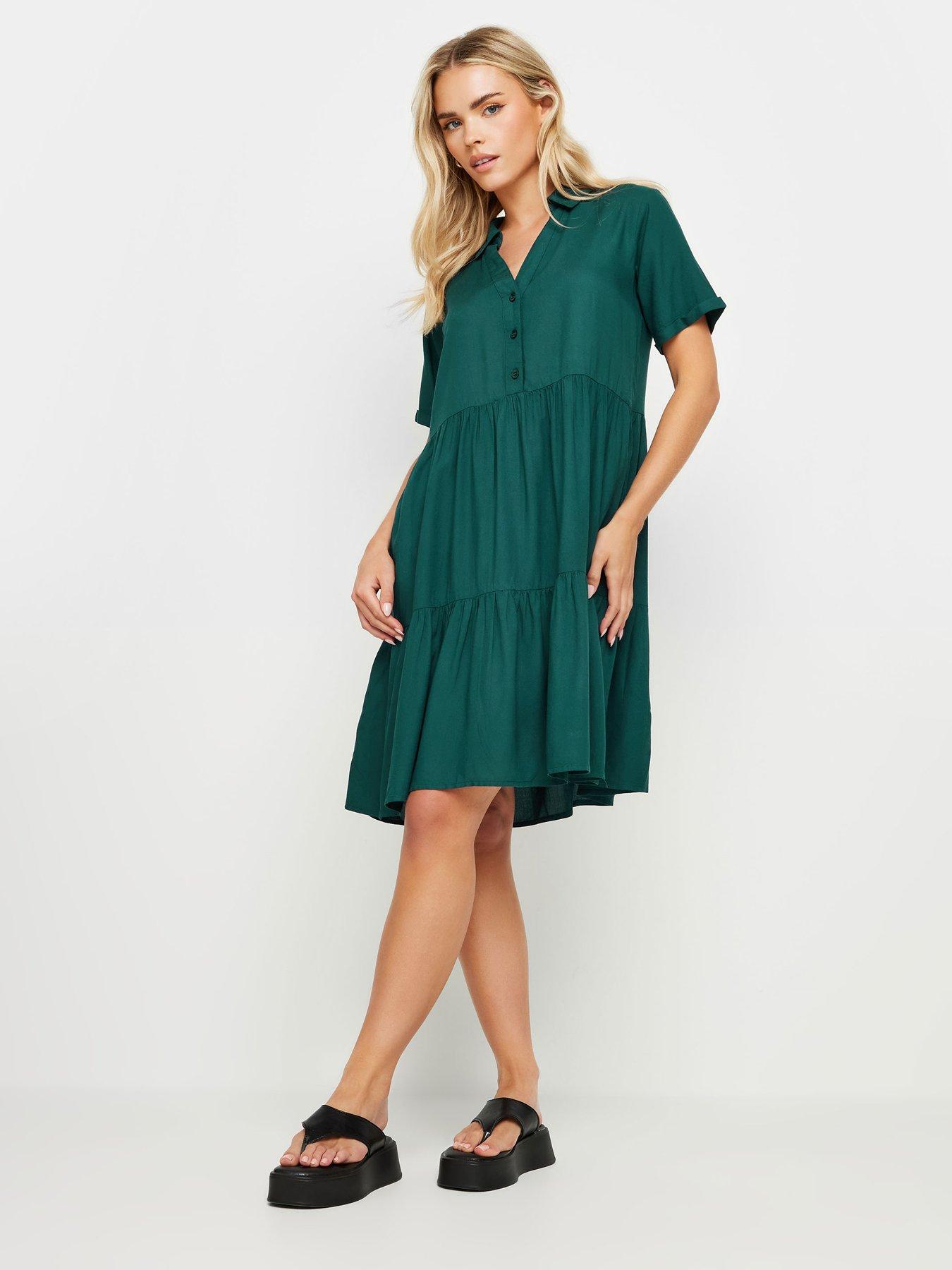 pixiegirl-petite-forest-green-smock-button-dress