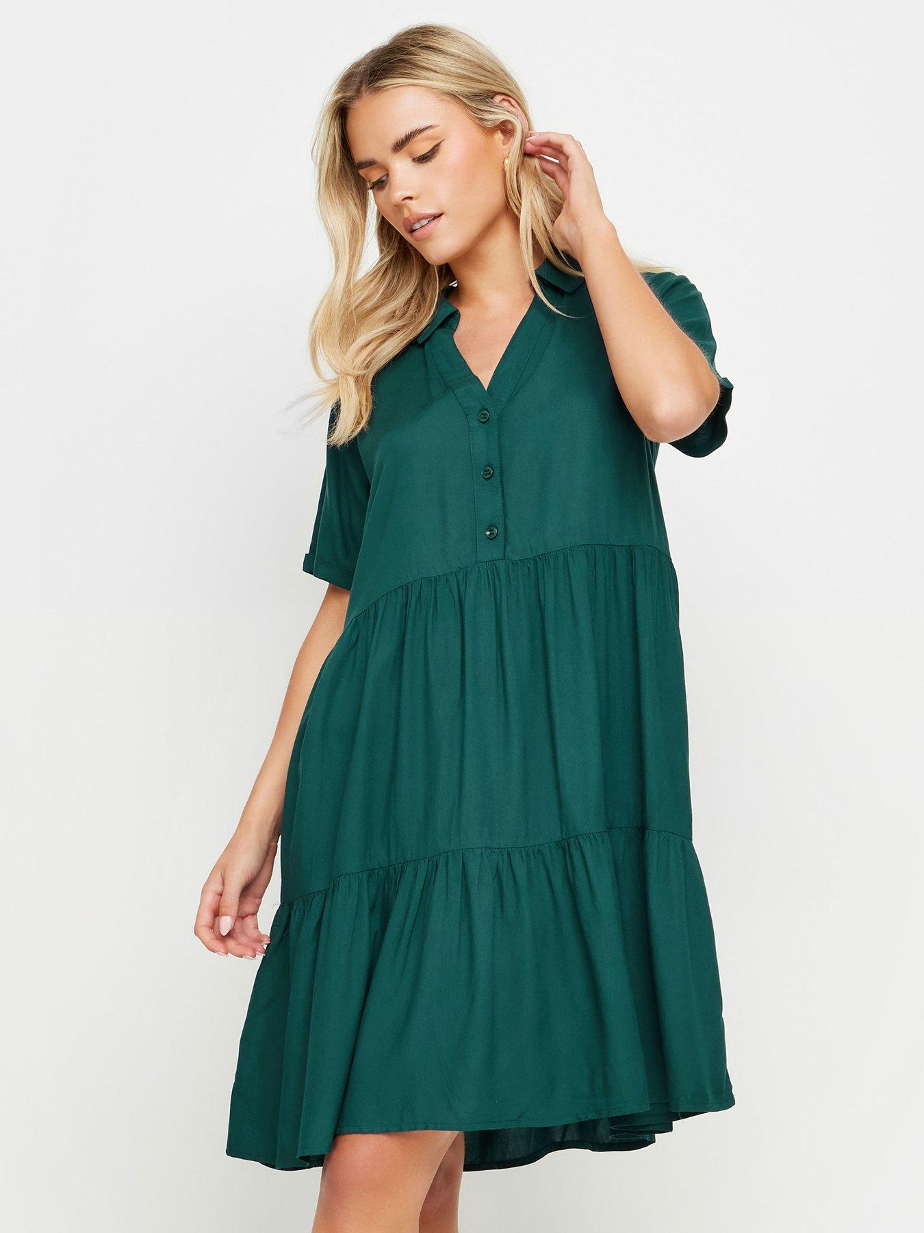 pixiegirl-petite-forest-green-smock-button-dressback