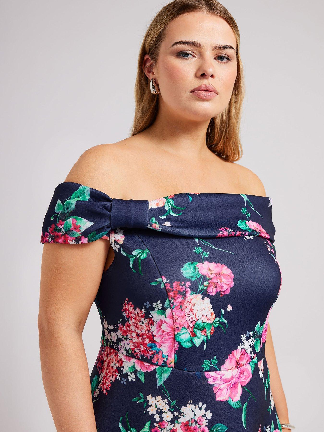 yours-curve-floral-bow-bardot-skater-dress-navyoutfit