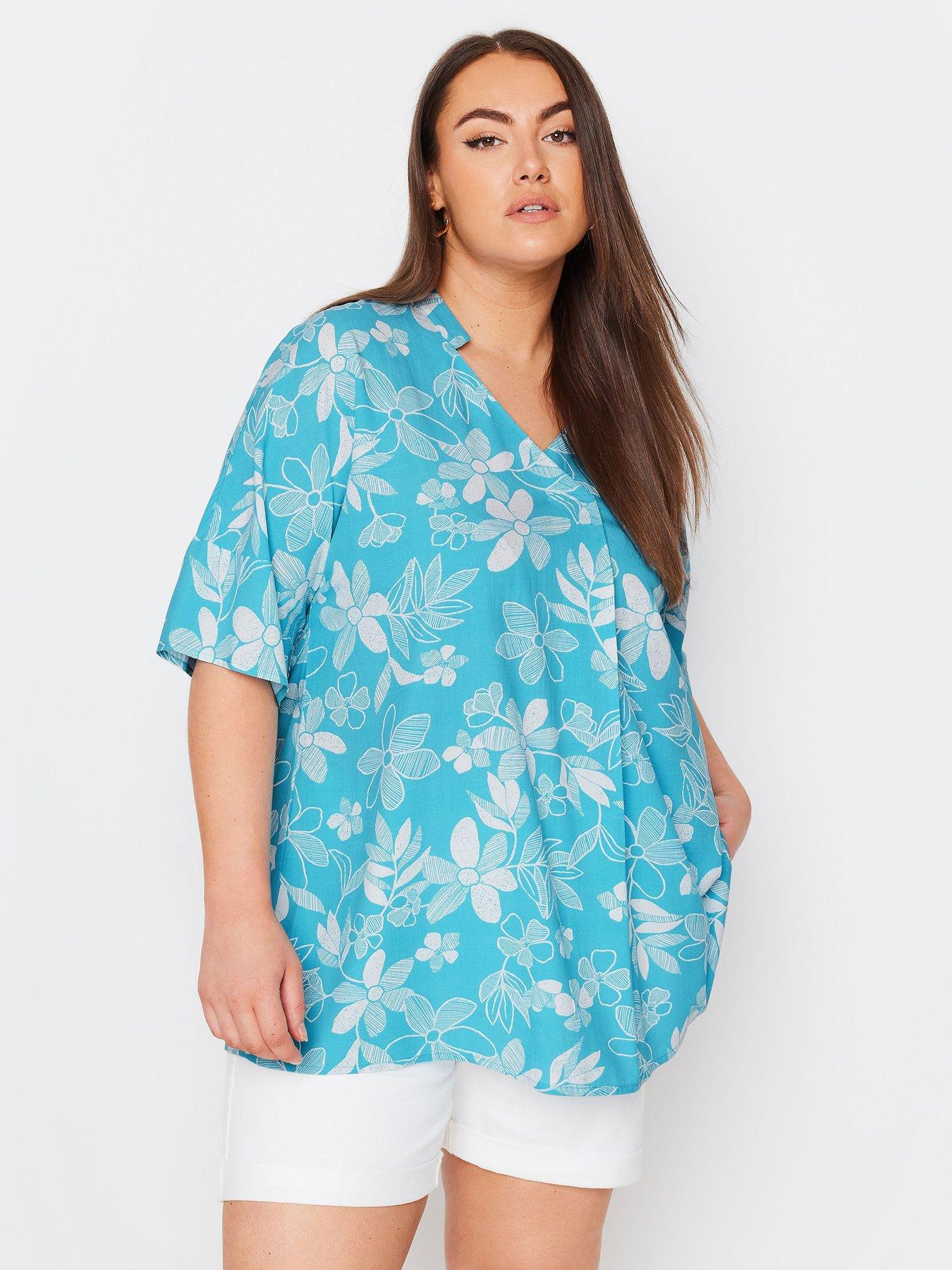 yours-curve-pleat-front-shirt-batik-floral-aqua