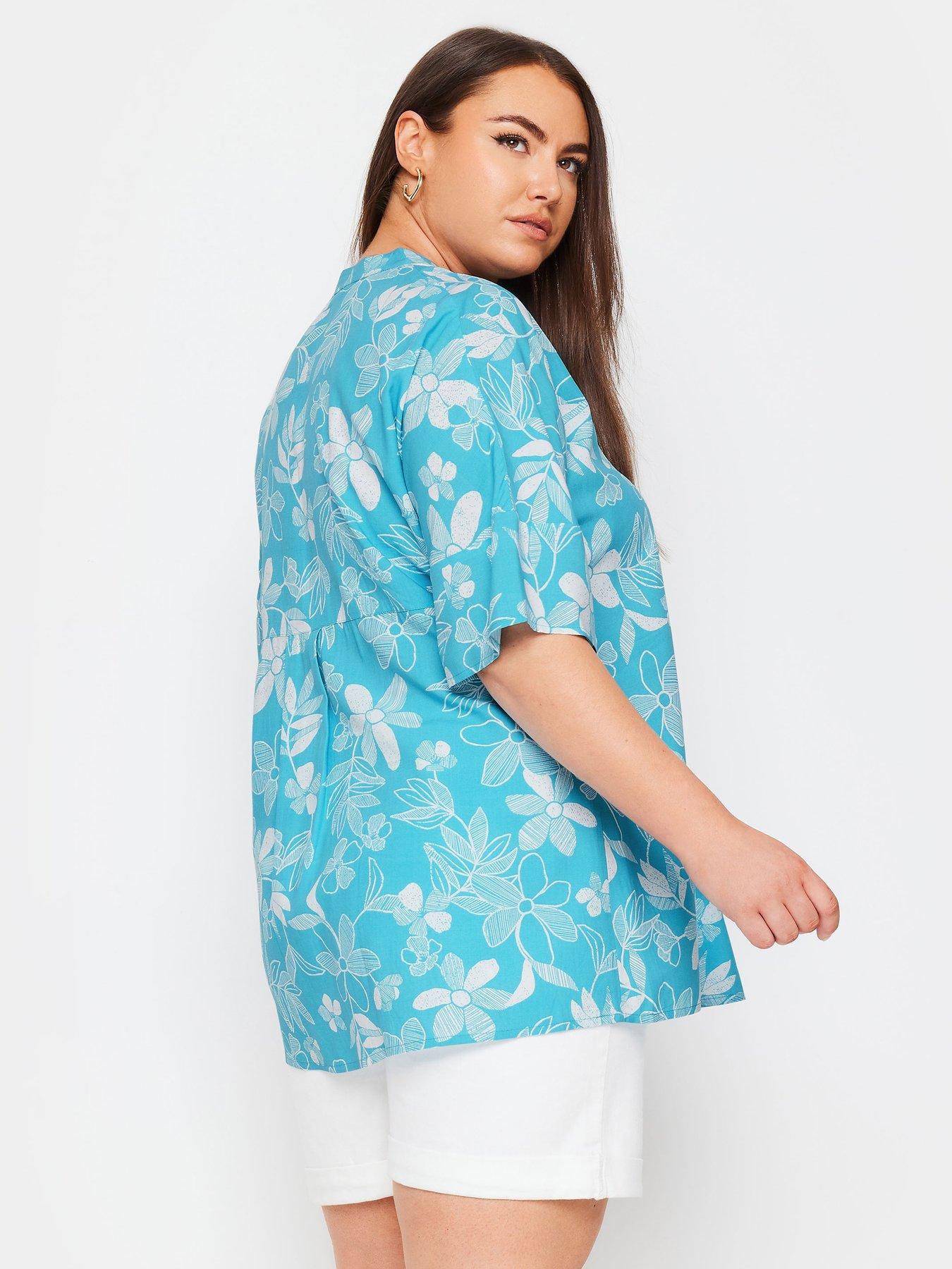 yours-curve-pleat-front-shirt-batik-floral-aquastillFront