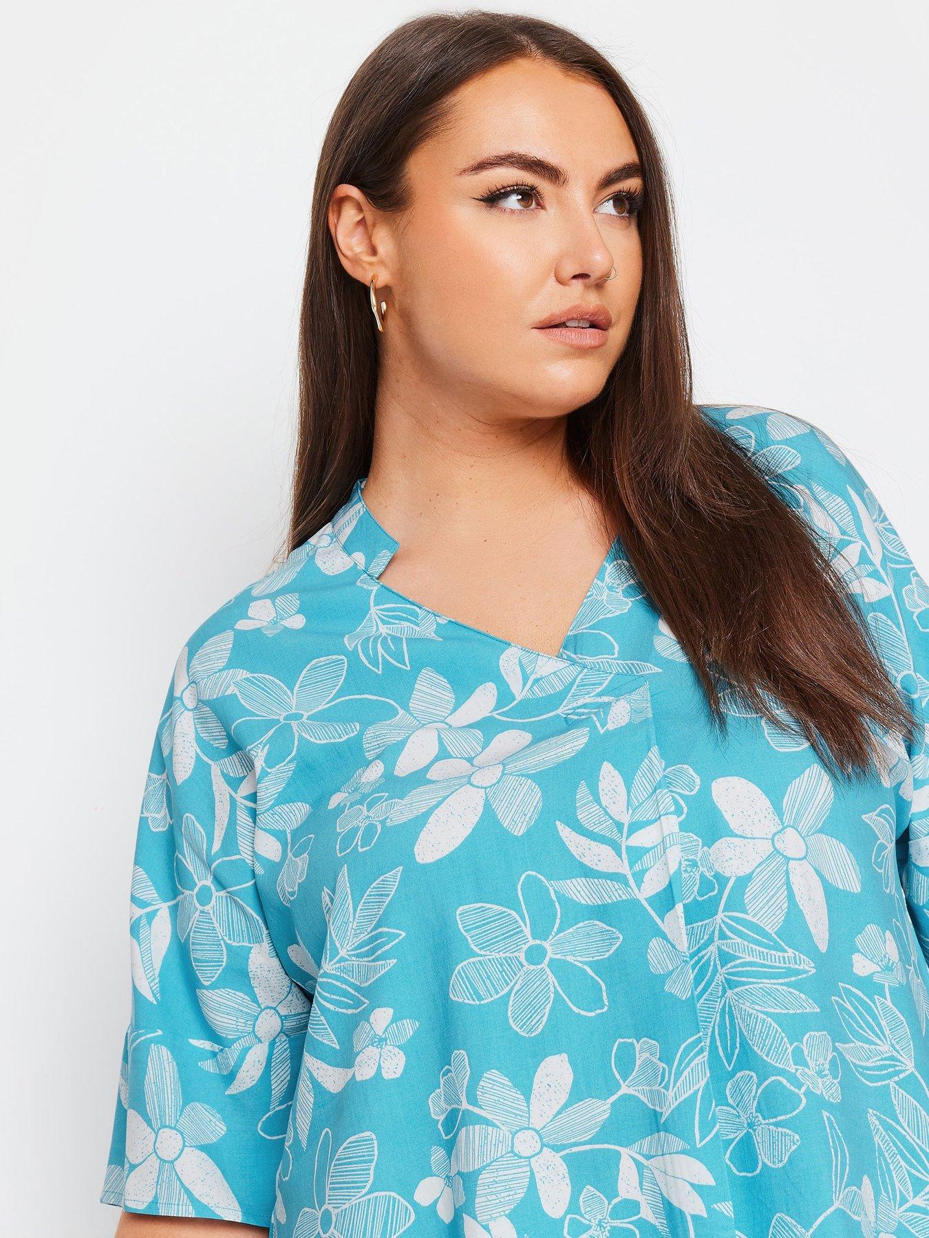 yours-curve-pleat-front-shirt-batik-floral-aquaoutfit