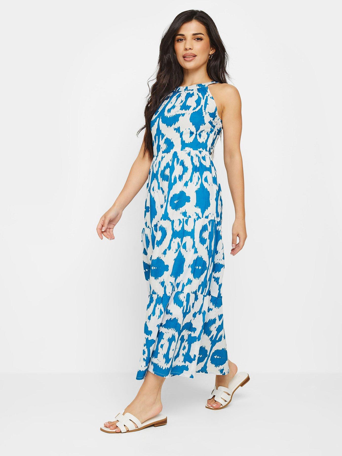 pixiegirl-petite-ikat-tiered-maxi-dress-blue