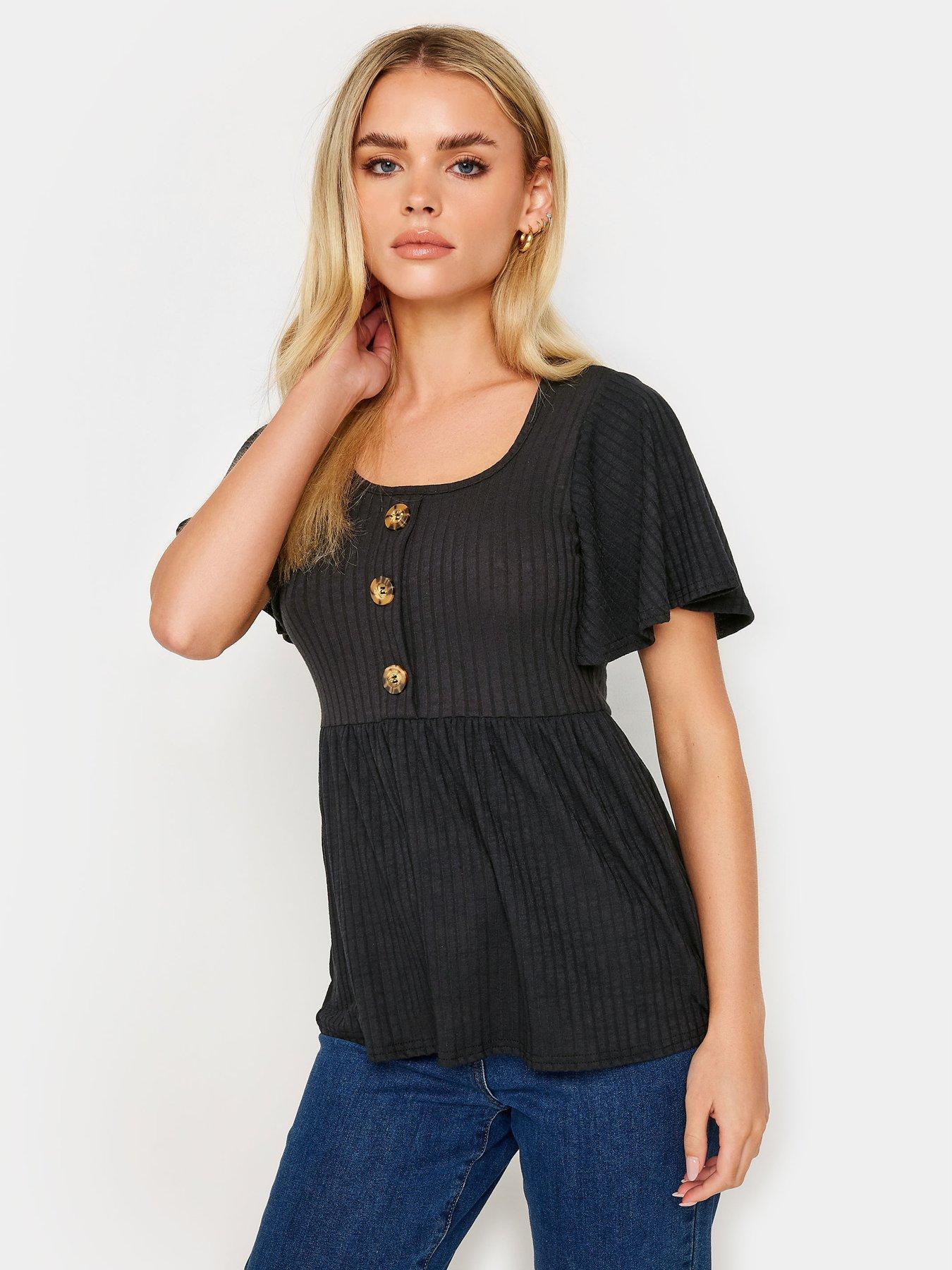 pixiegirl-petite-black-rib-button-smock-top