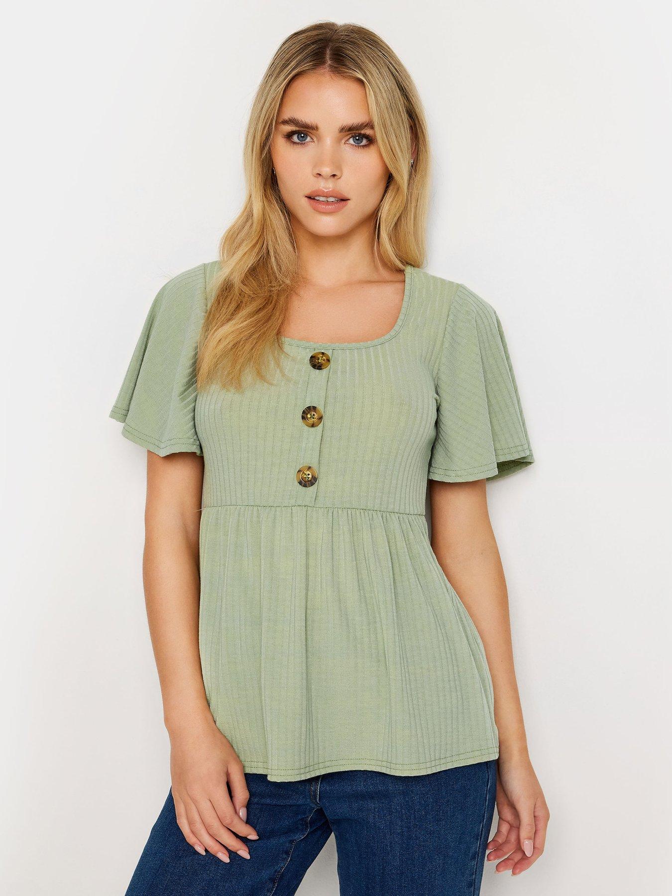 pixiegirl-petite-sage-rib-button-smock-top