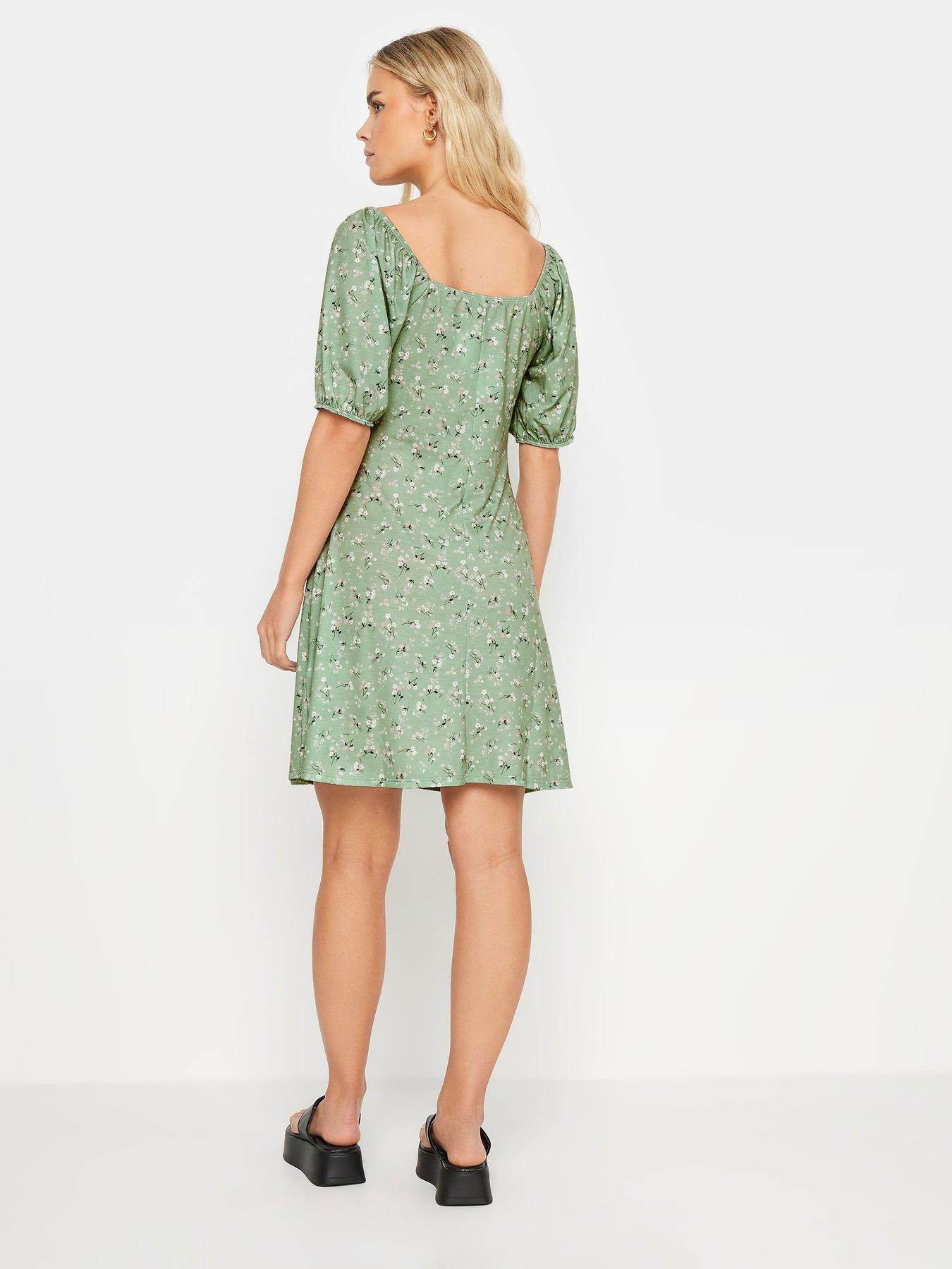 pixiegirl-petite-sage-button-front-ditsy-dress-greenstillFront