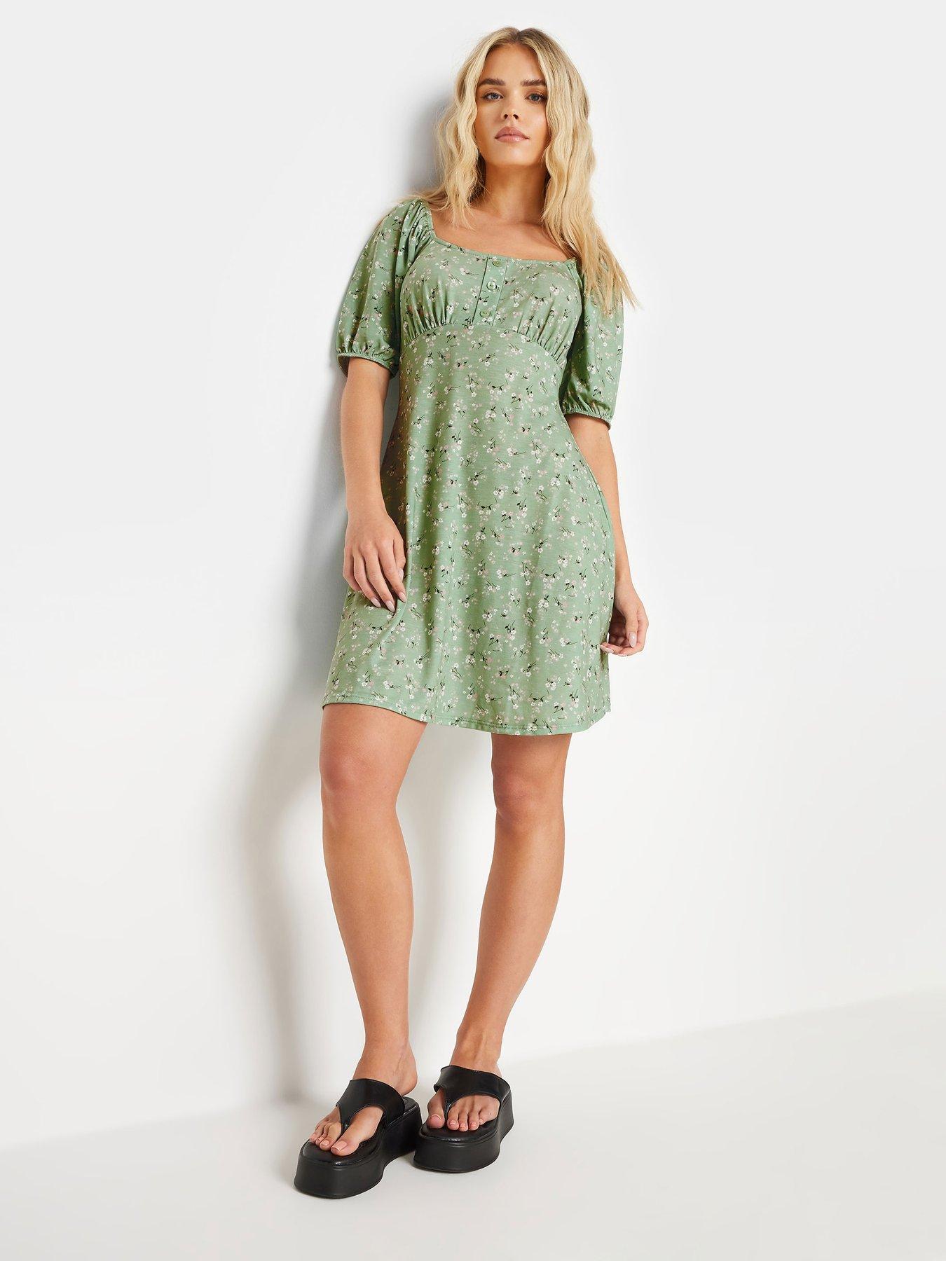 pixiegirl-petite-sage-button-front-ditsy-dress-greenback