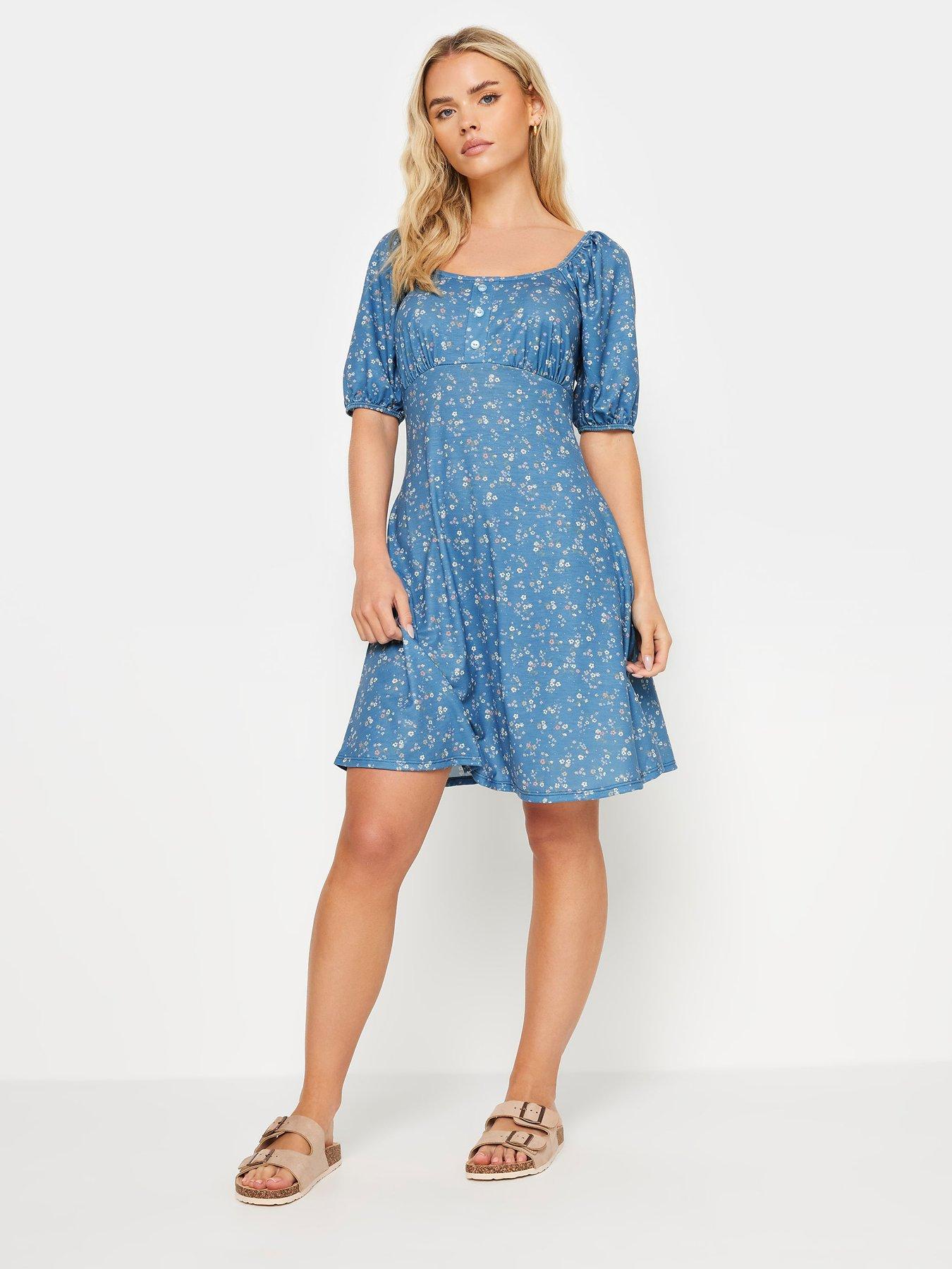 pixiegirl-petite-button-front-ditsy-dress-blueback