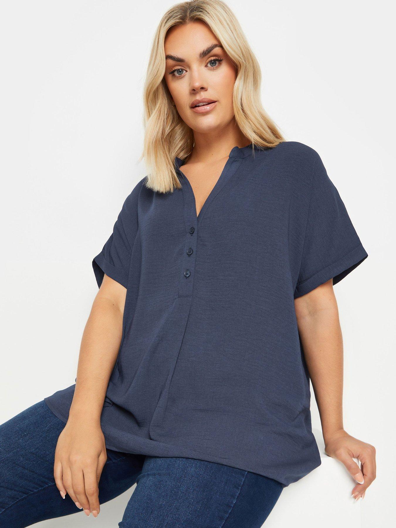 Yours Curve Ss Half Placket Blouse Navy | Very Ireland