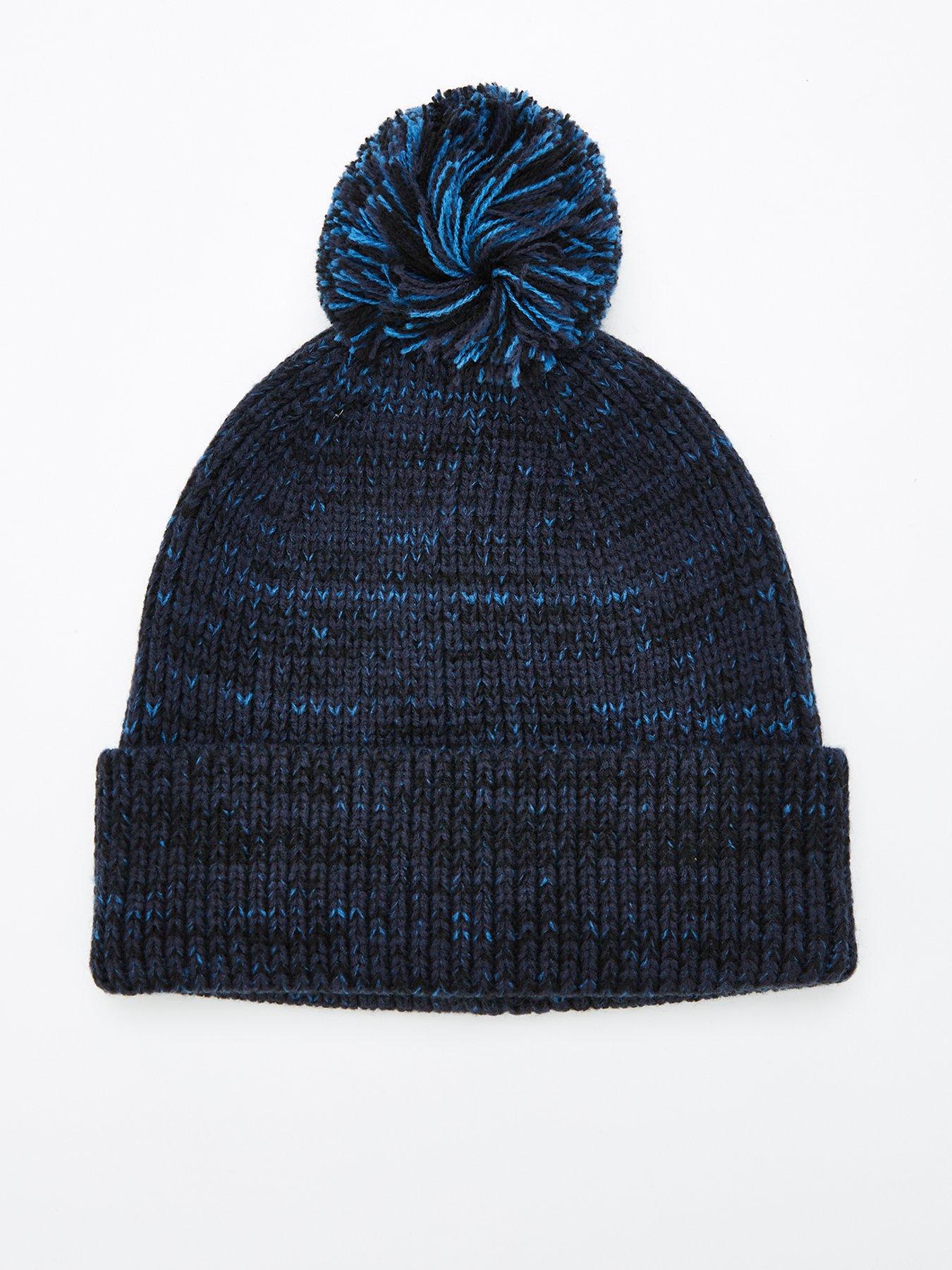 very-man-textured-bobble-hat-navyfront