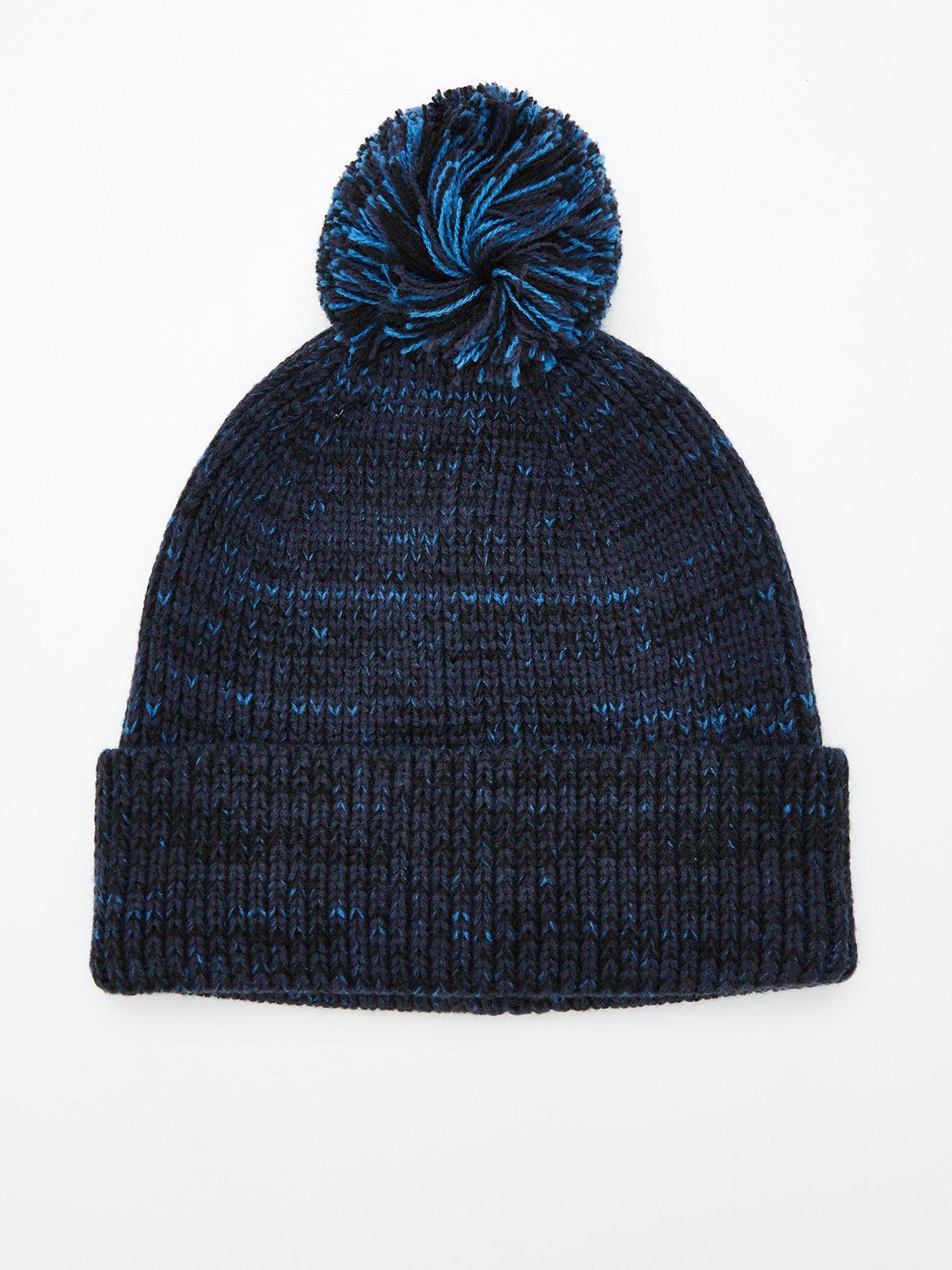 undefined Textured Bobble Hat - Navy