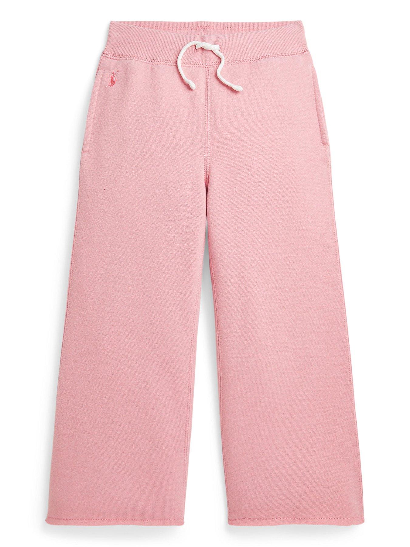 Image 1 of 2 of Polo Ralph Lauren Girls Wide Leg Sweat Pants - Tickled Pink