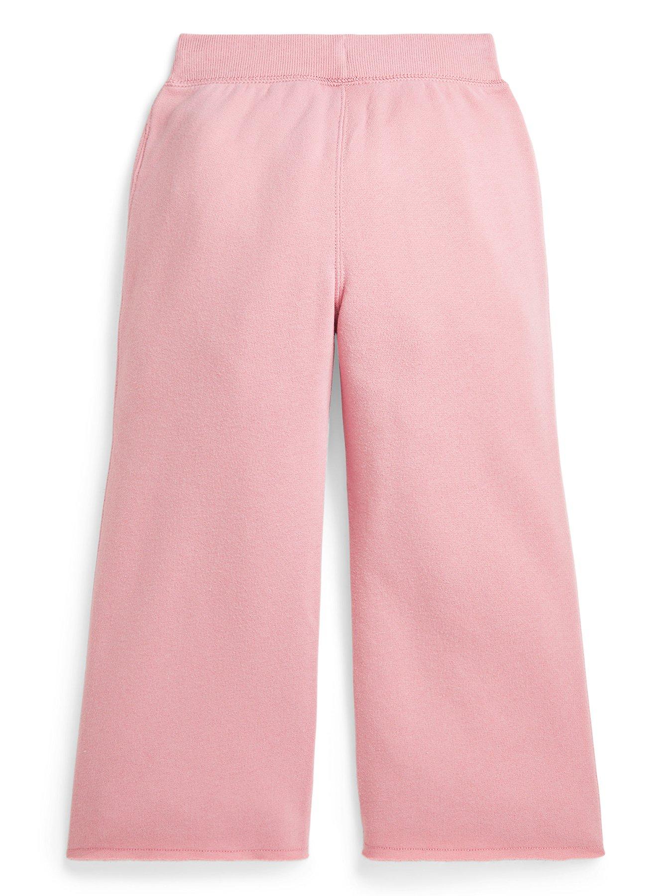 Image 2 of 2 of Polo Ralph Lauren Girls Wide Leg Sweat Pants - Tickled Pink