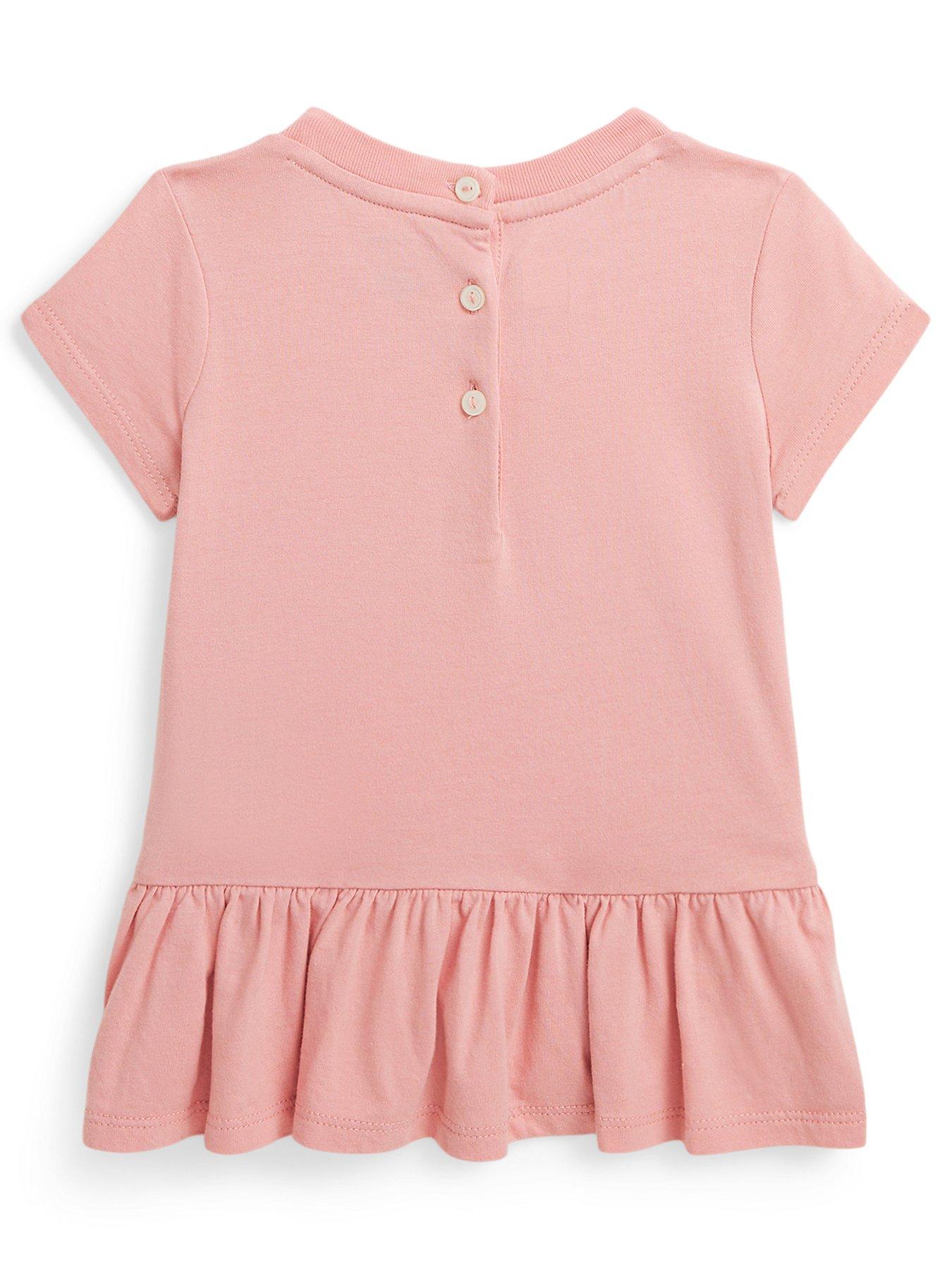 Image 2 of 2 of Polo Ralph Lauren Baby Girls Short Sleeve Bear T-shirt - Tickled Pink