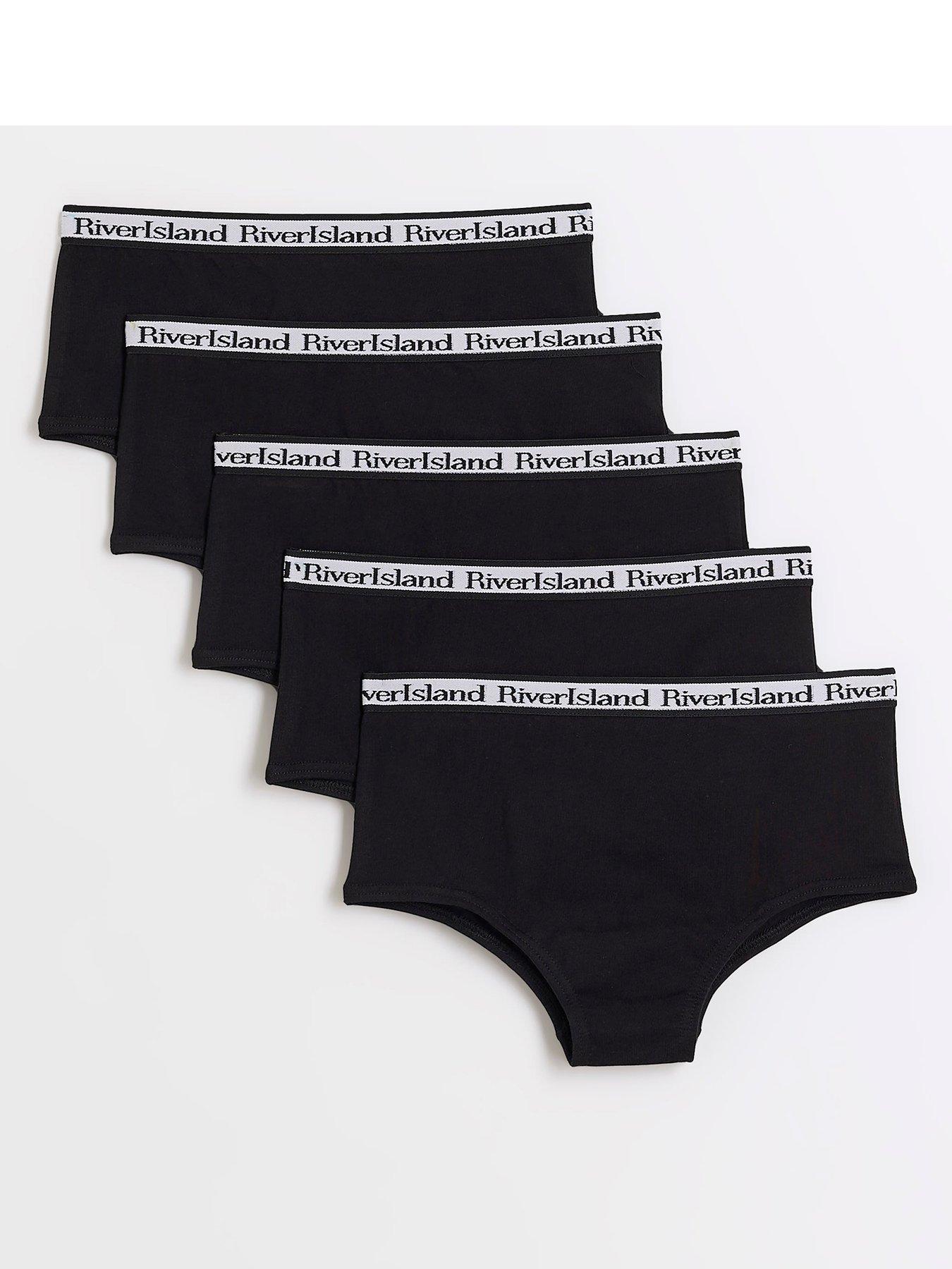 Image of River Island Older Girl 5 Pack Hipster Briefs - Black
