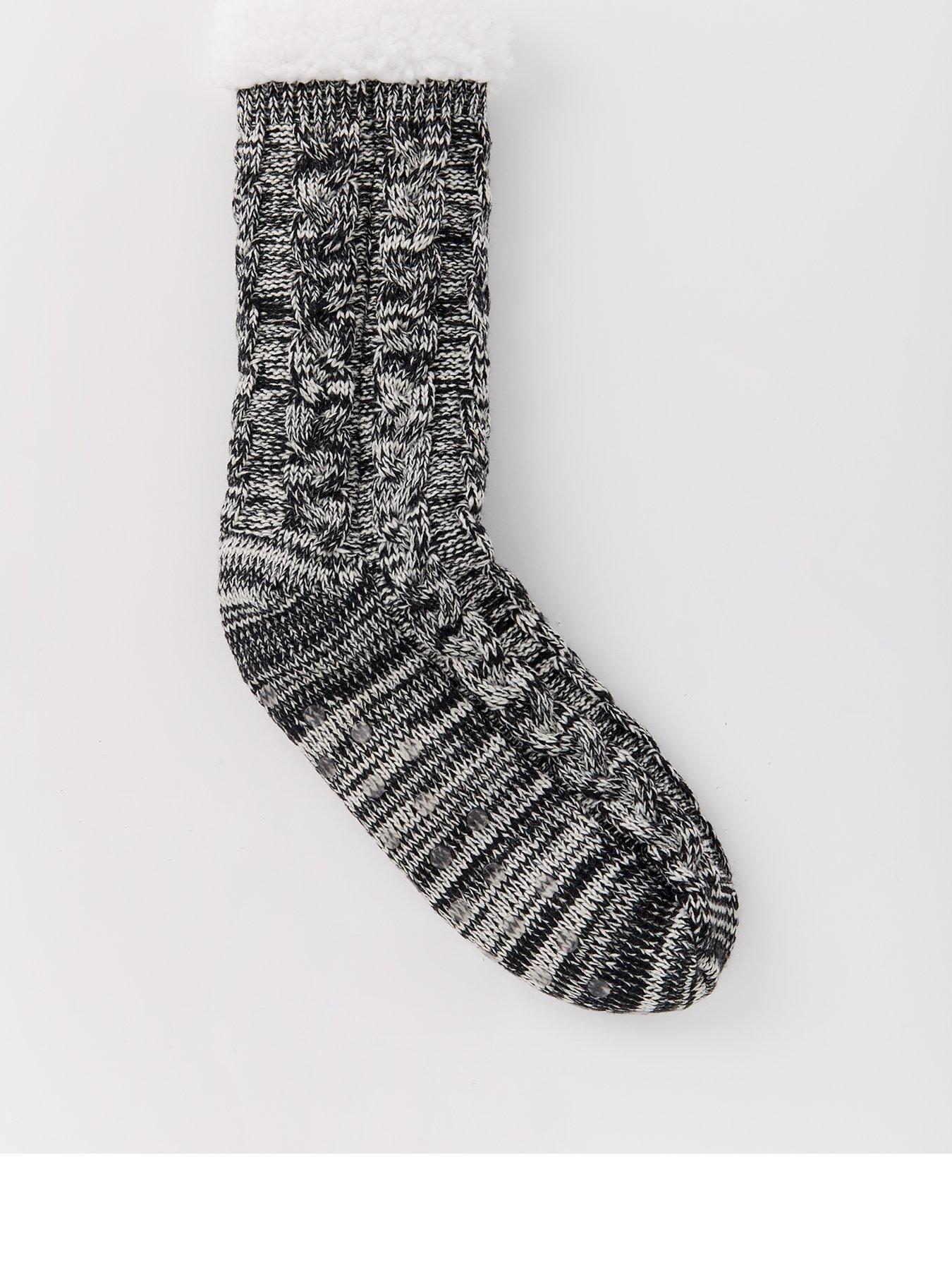 very-man-borg-lined-textured-slipper-sock-grey