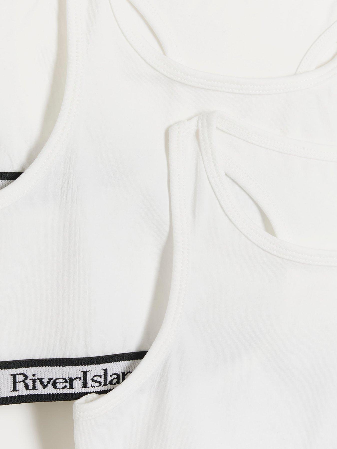 Image 2 of 3 of River Island Older Girl 3 Pack Racer Vests - White