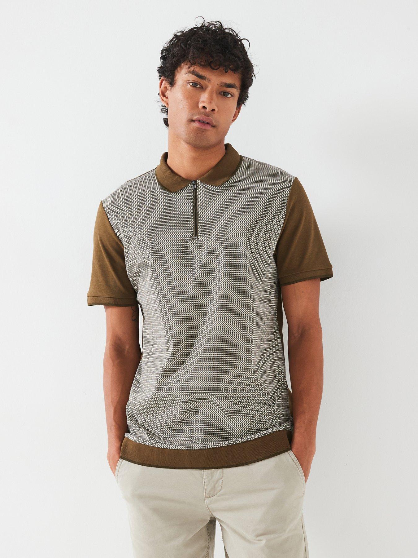 very-man-geo-zip-neck-polo-natural