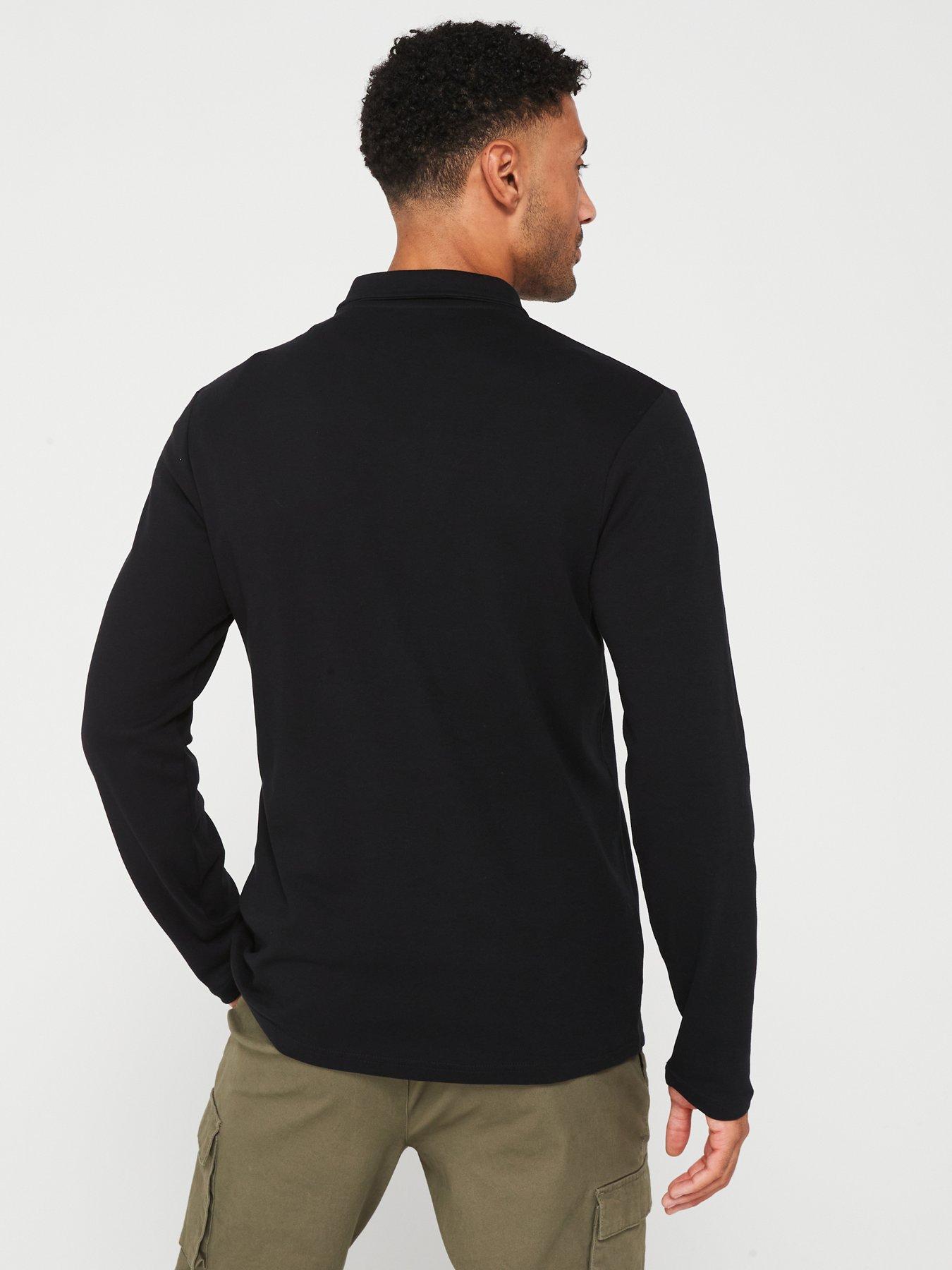 everyday-long-sleeve-zip-neck-polo-blackstillFront