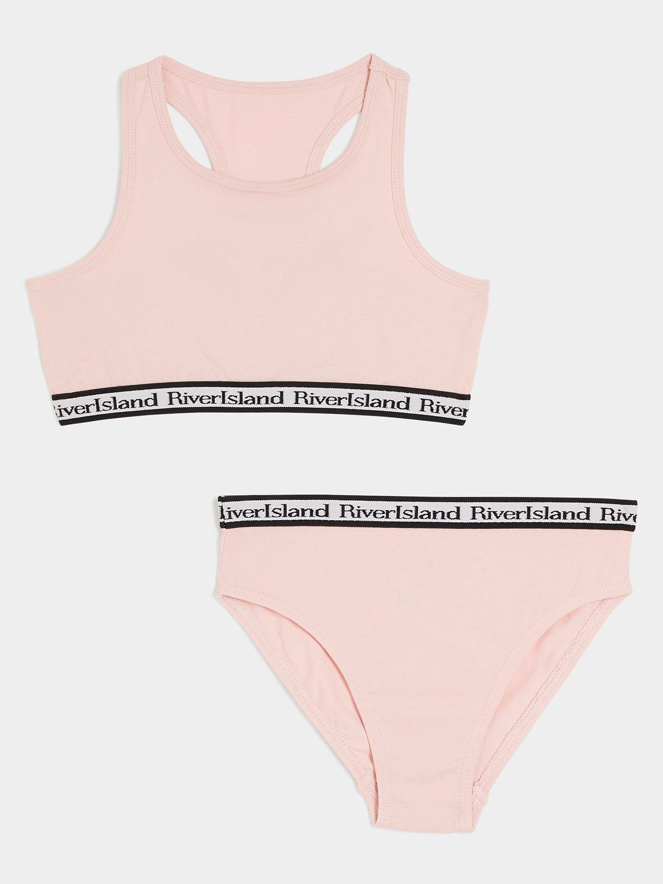 River Island Girls Ri Crop Top And Brief Set - Pink