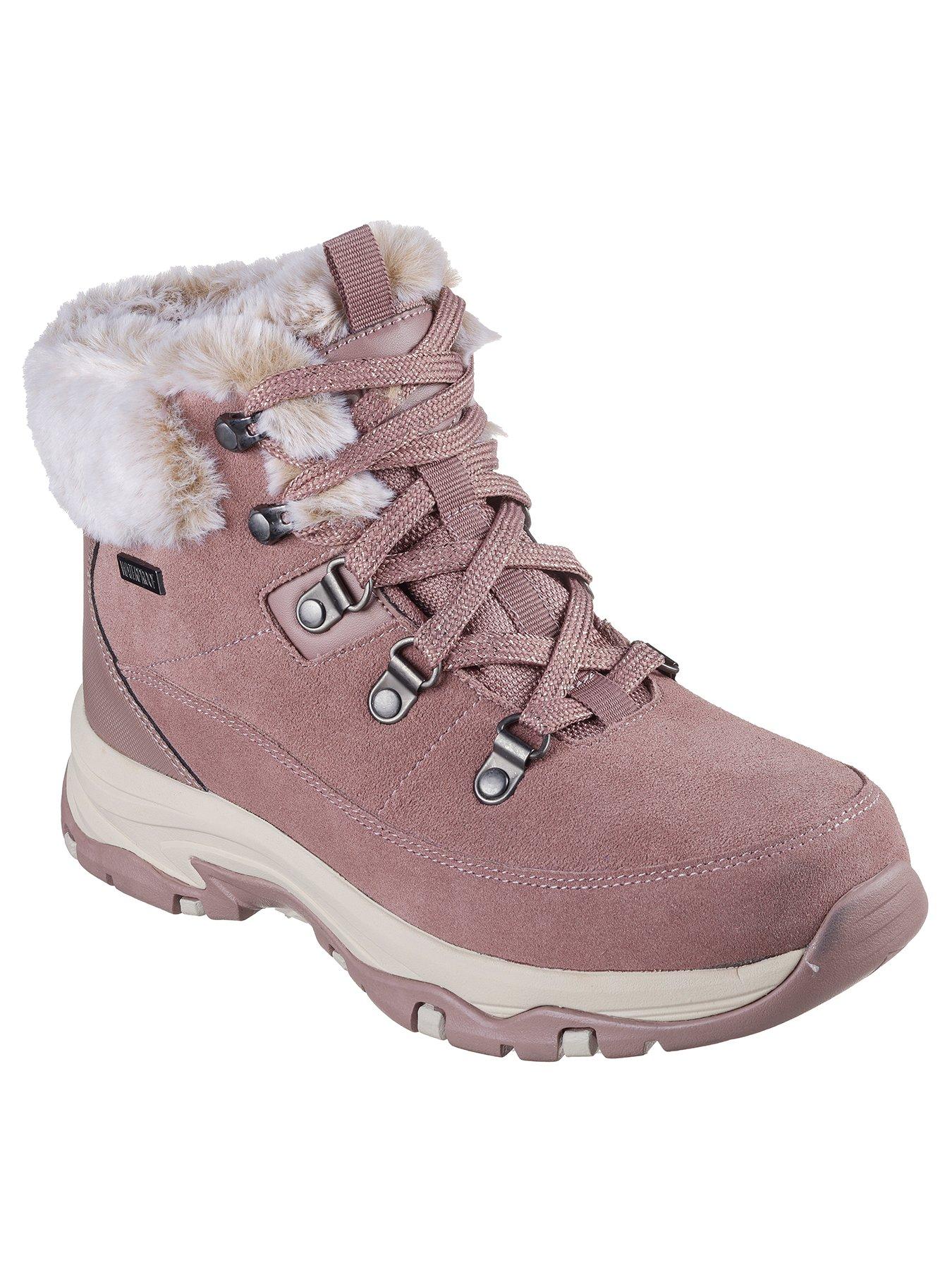 skechers-outdoor-sparkly-lace-up-boot-mauve-purplestillFront