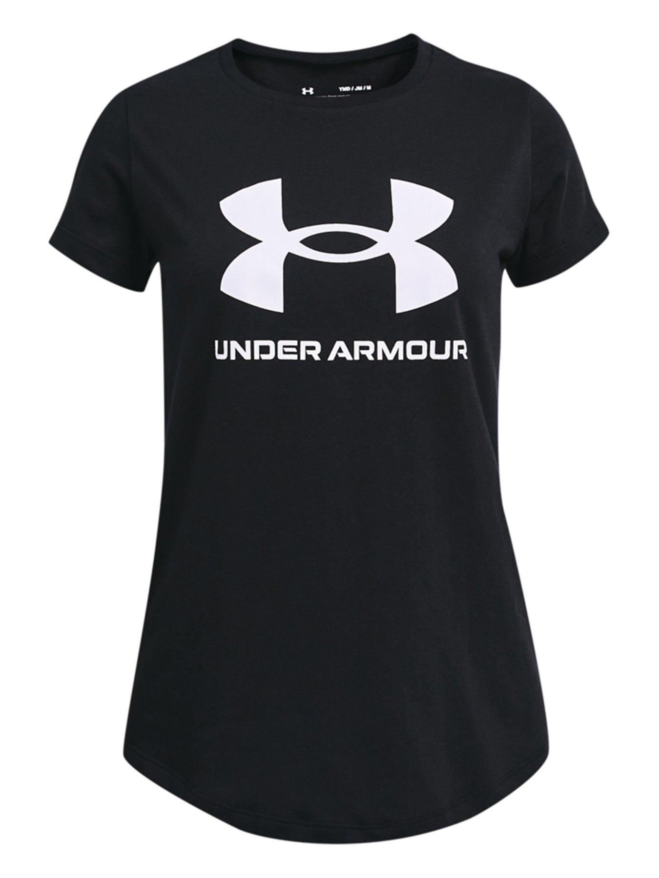 under-armour-girls-training-sportstyle-logo-short-sleeve-t-shirt--blackwhite