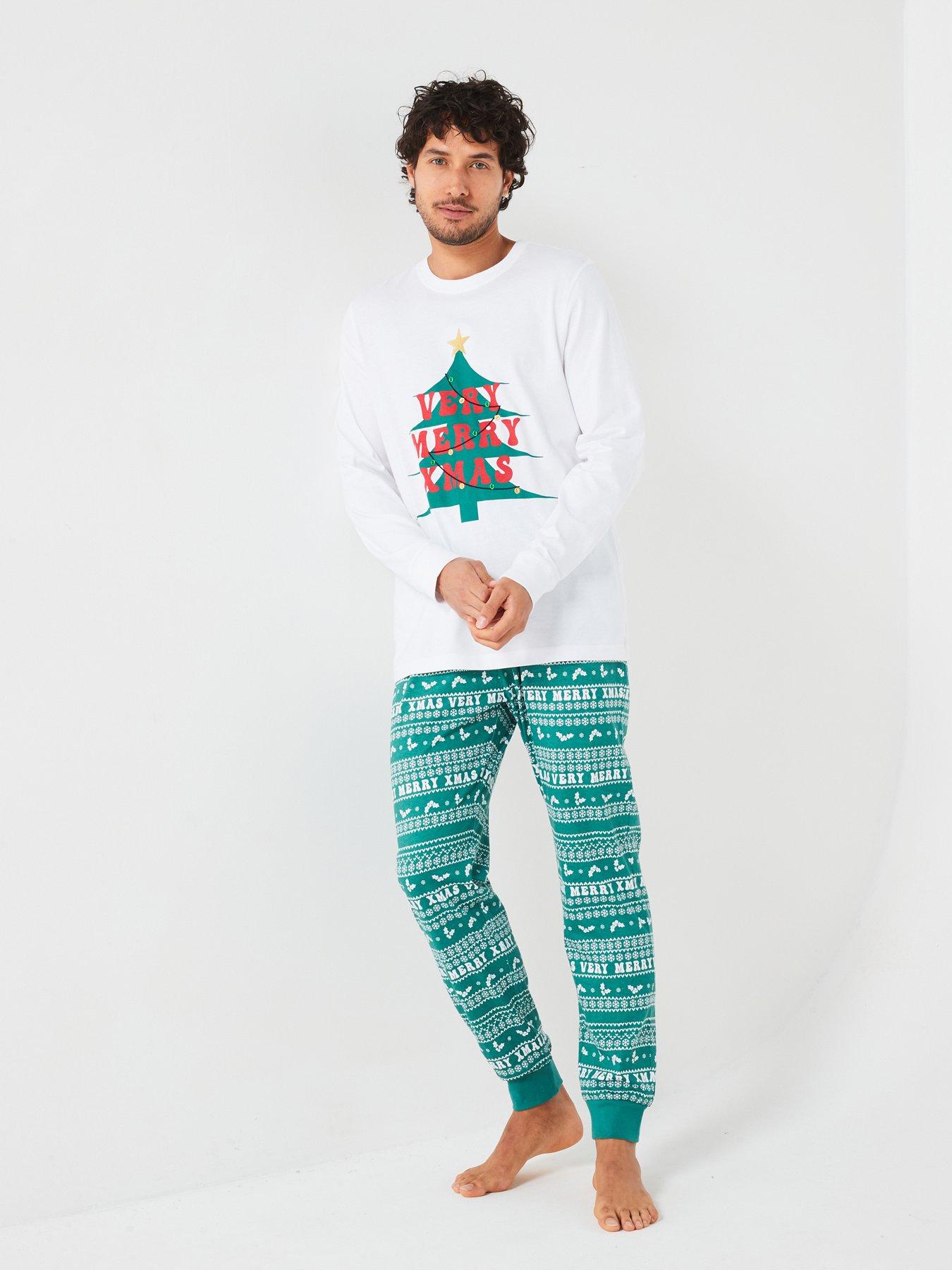 very-man-mens-family-christmas-pj-printed-tee-and-jogger-greenstillFront