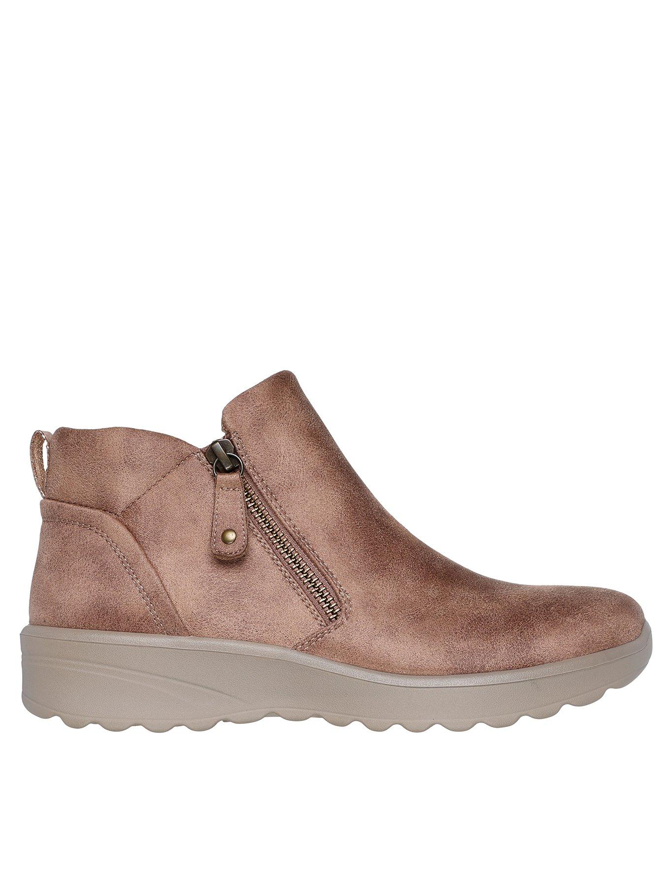 Skechers Lovely Vibe Side Zip Boots - Light Brown