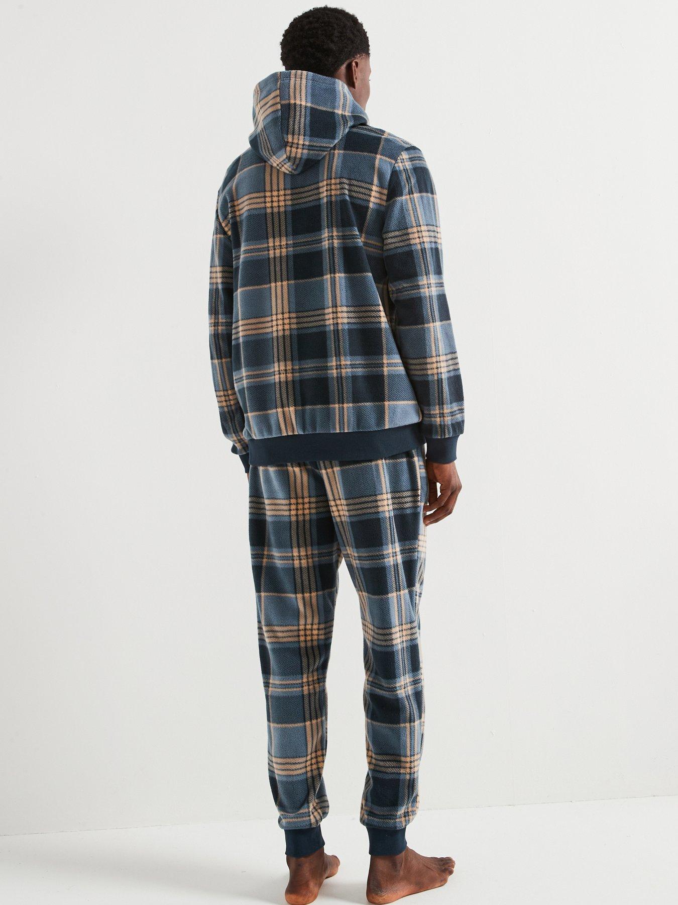 very-man-check-fleece-hooded-lounge-set-navystillFront