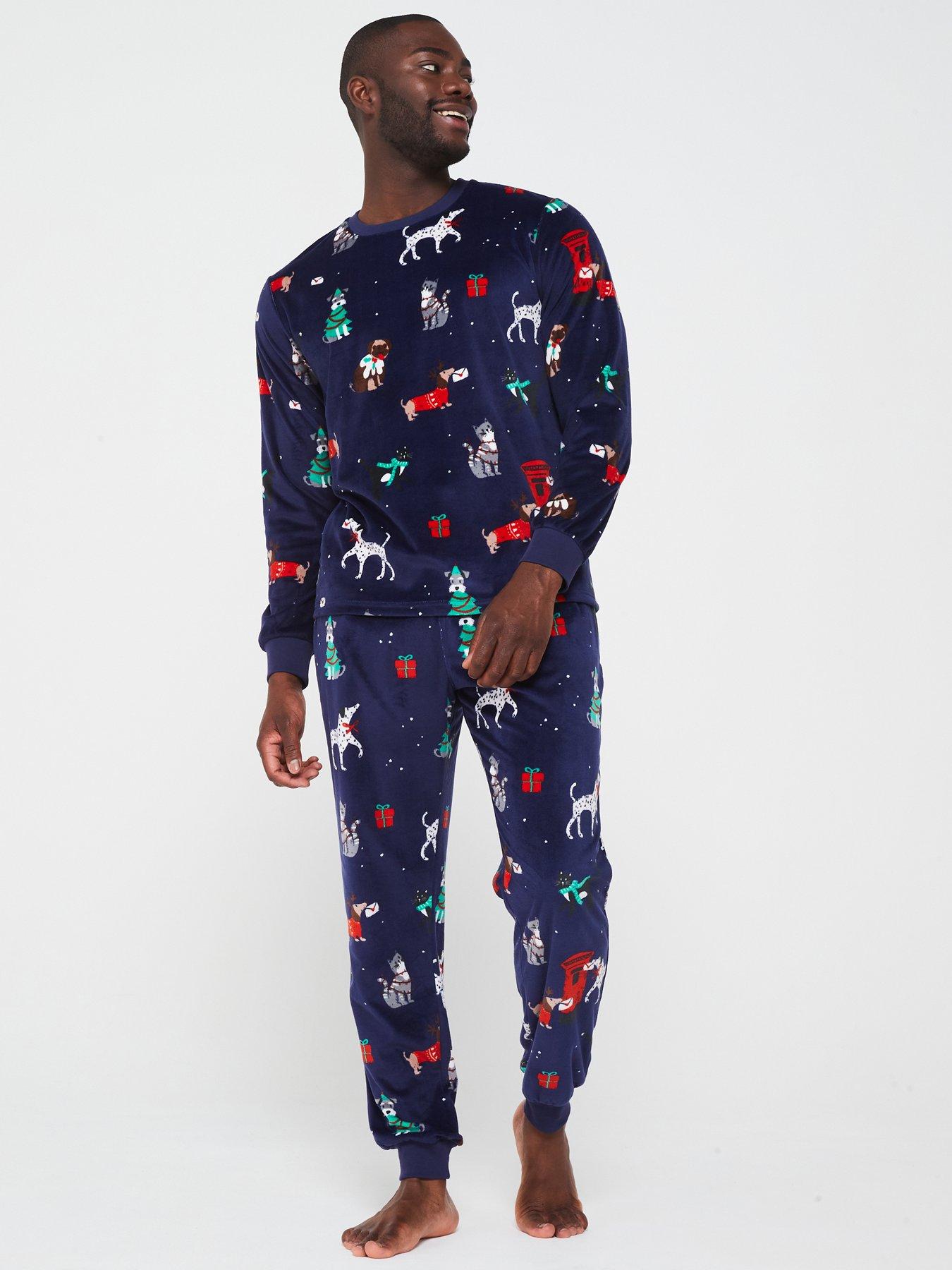 very-man-mens-family-christmas-pj-festive-pets-long-sleeve-top-and-slim-jogger-navystillFront