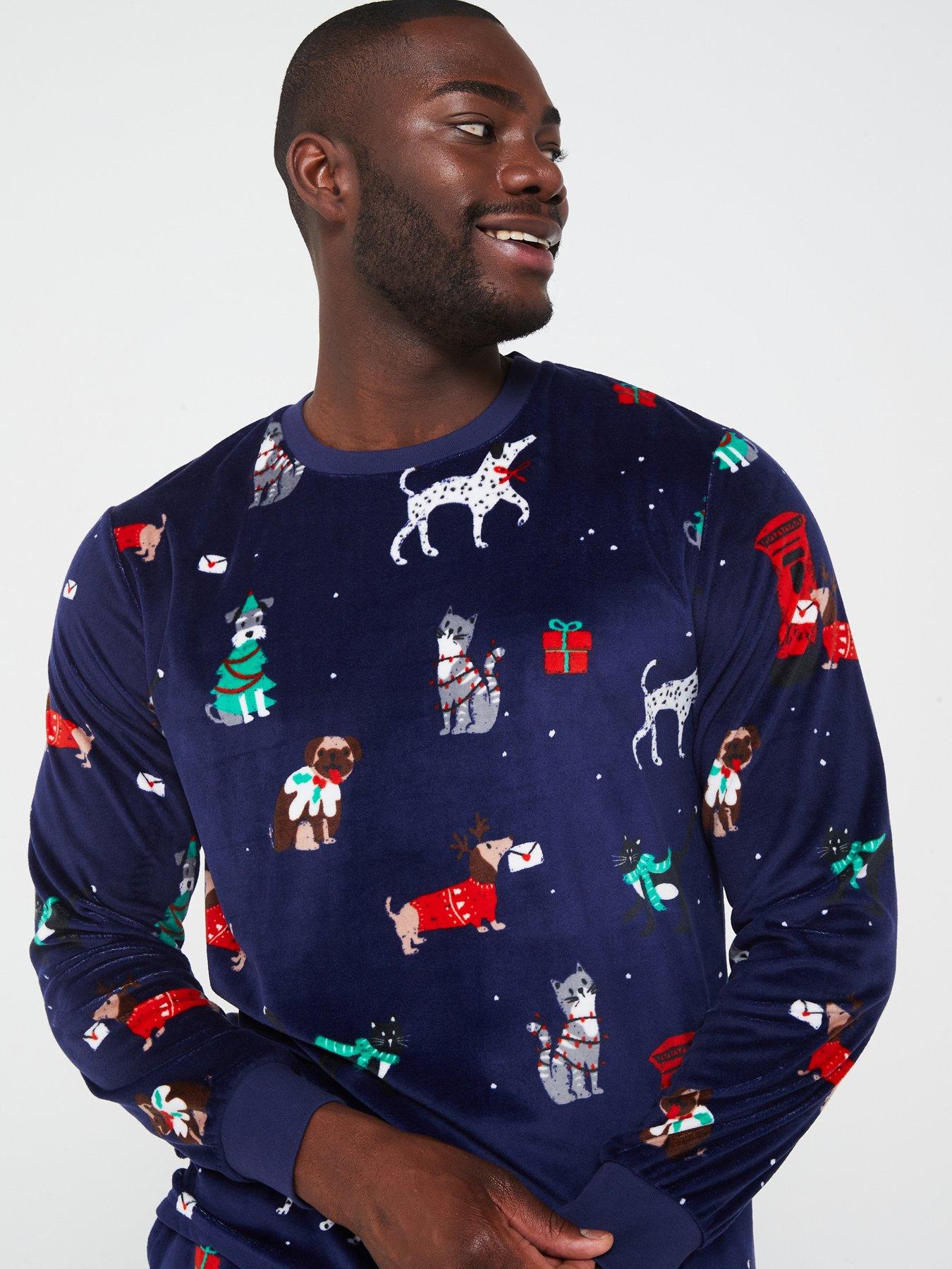 very-man-mens-family-christmas-pj-festive-pets-long-sleeve-top-and-slim-jogger-navydetail