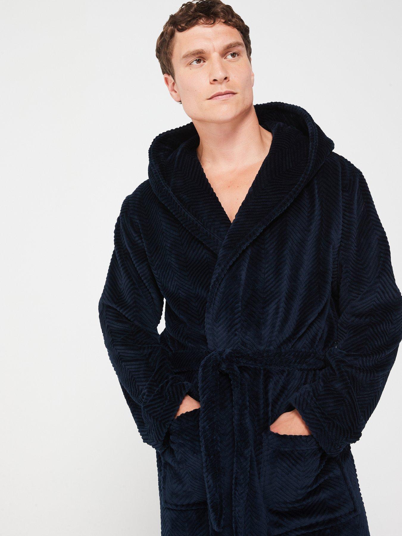 very-man-textured-hooded-fleece-dressing-gown-navyback