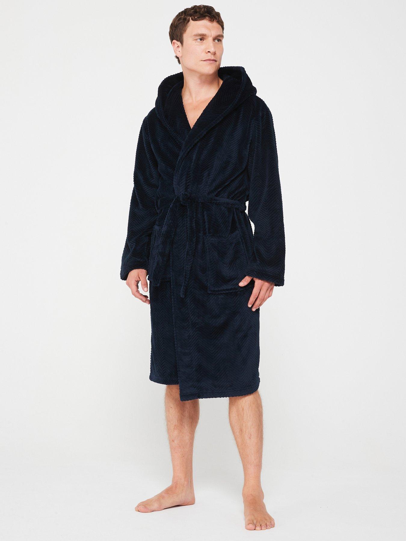 very-man-textured-hooded-fleece-dressing-gown-navyoutfit