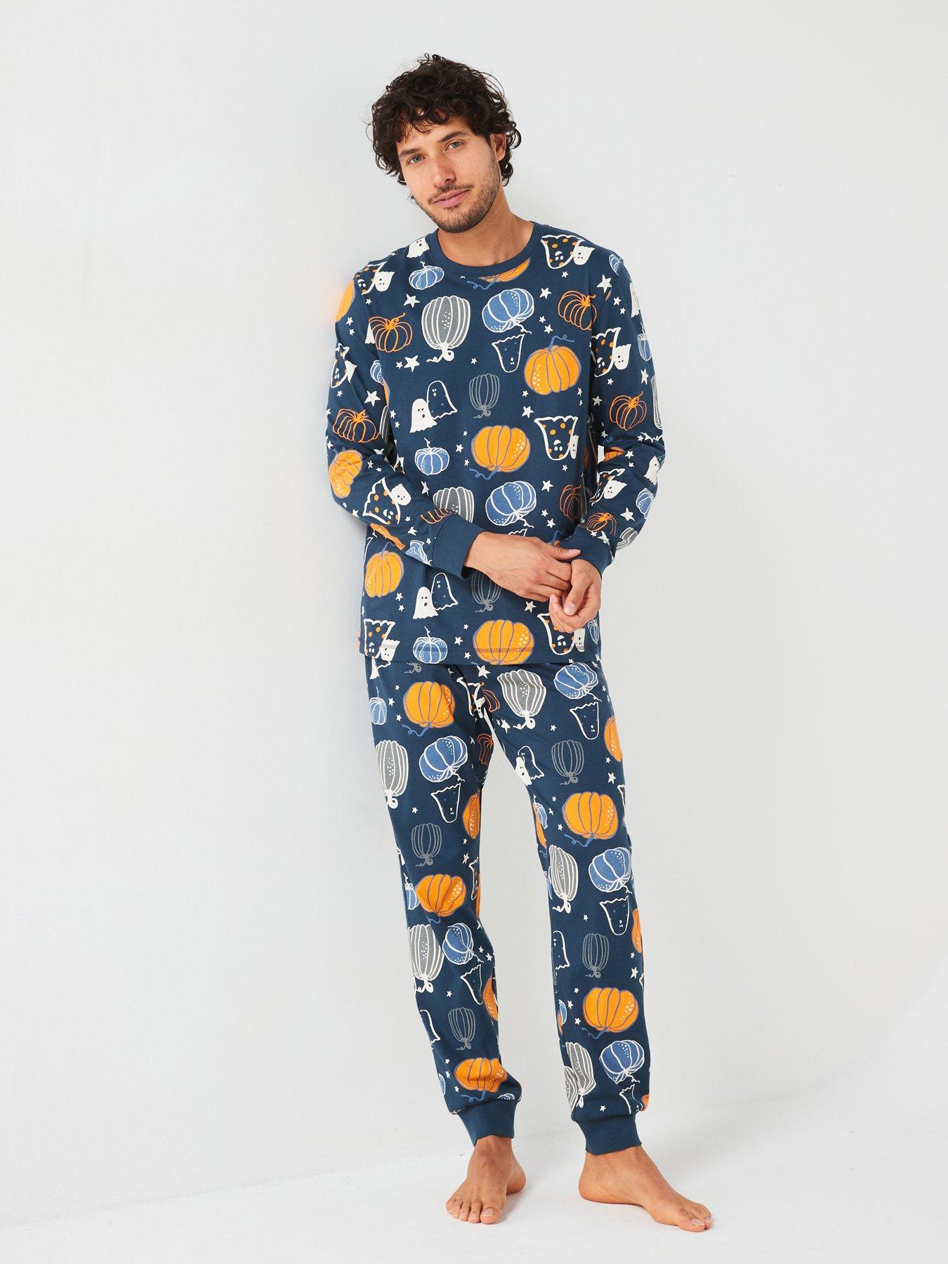 very-man-mens-family-halloween-pj-printed-pumpkin-long-sleeve-top-and-slim-jogger-navystillFront