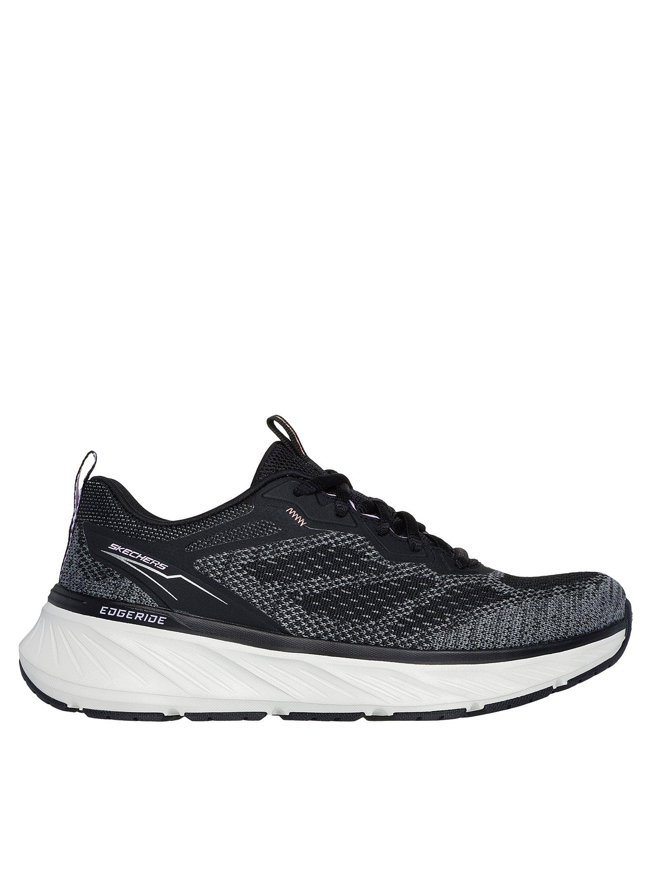 skechers-engineered-knit-lace-up-trainers-blackfront