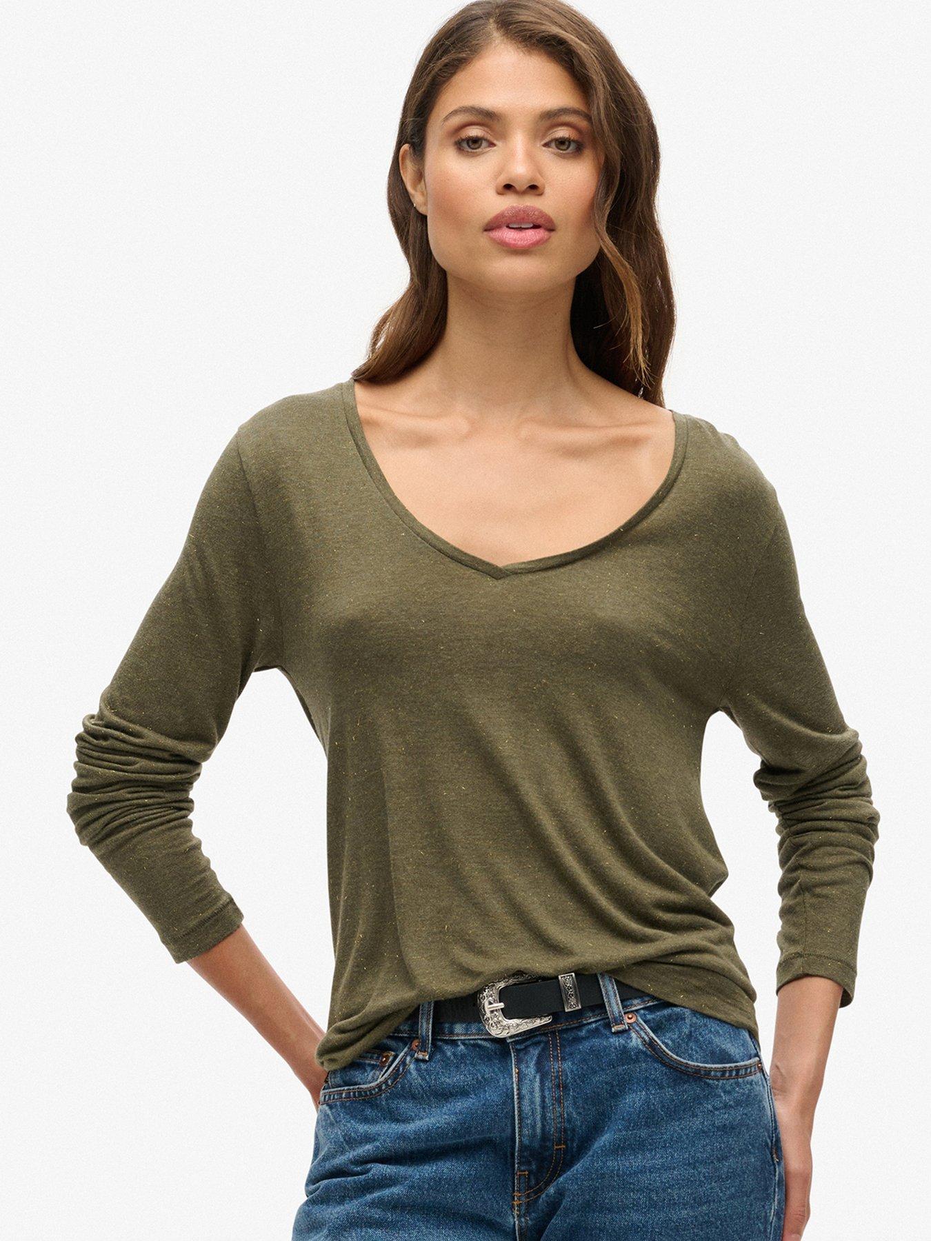 superdry-long-sleeve-v-neck-jersey-top-green