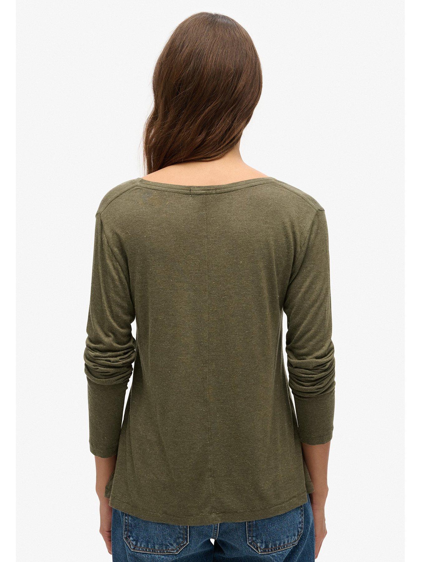 superdry-long-sleeve-v-neck-jersey-top-greenstillFront