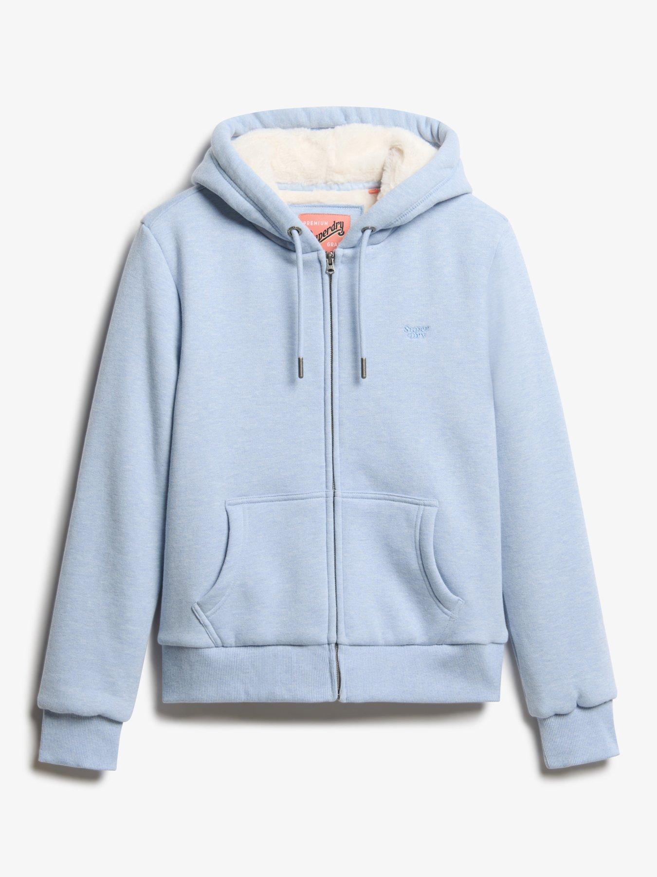 Image 6 of 6 of Superdry Essential Borg Lined Zip Hoodie - Blue